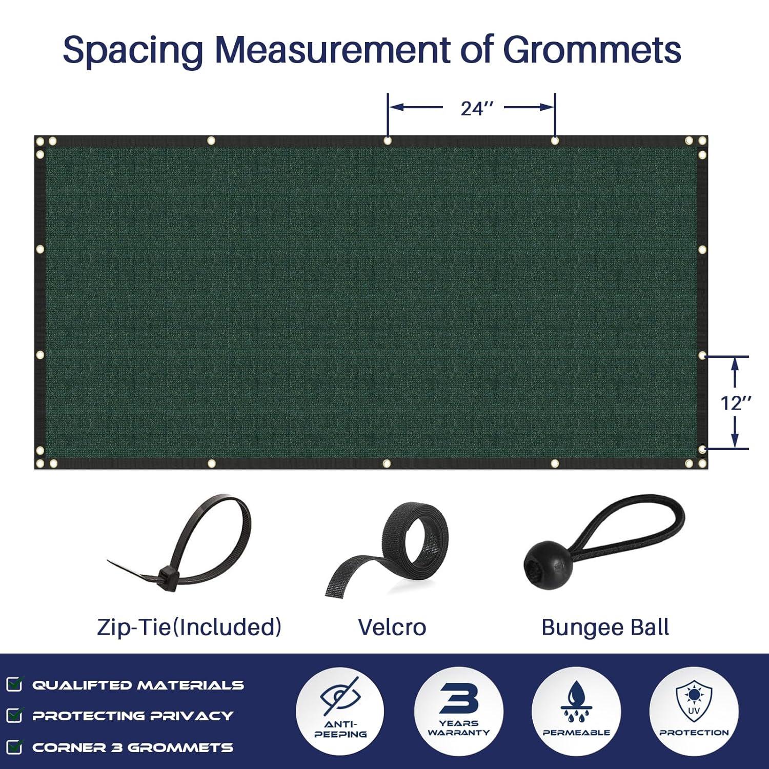 Privacy Fence Screen Heavy Duty Windscreen Fencing Mesh Fabric Shade Net Cover with Brass Grommtes for Outdoor Wall Garden Yard Pool Deck, 8'x25' Green