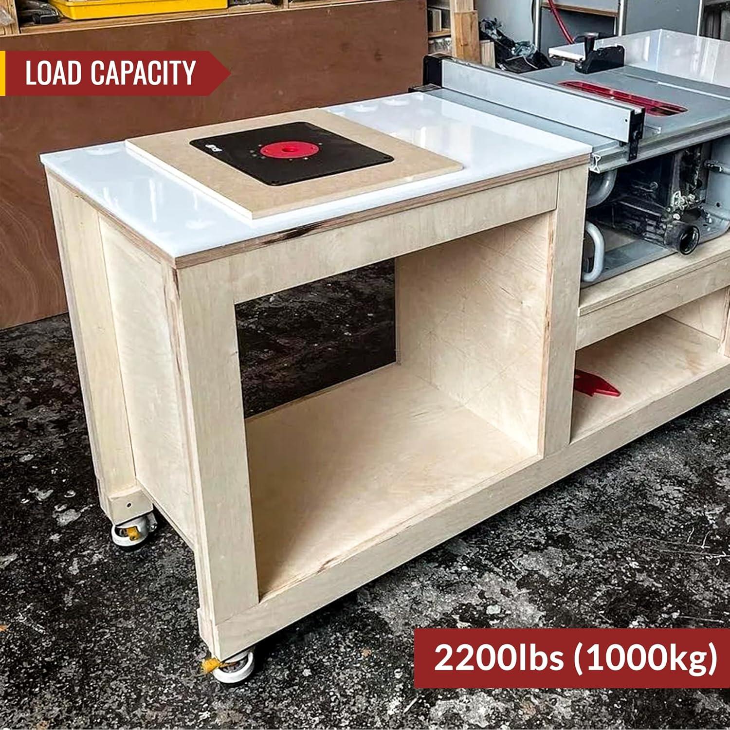 HOLKIE Leveling Caster Wheels set of 4,Heavy Duty Industrial Workbench Wheel with Adjustable Leveling Pads,Total Capacity 2200 Lbs