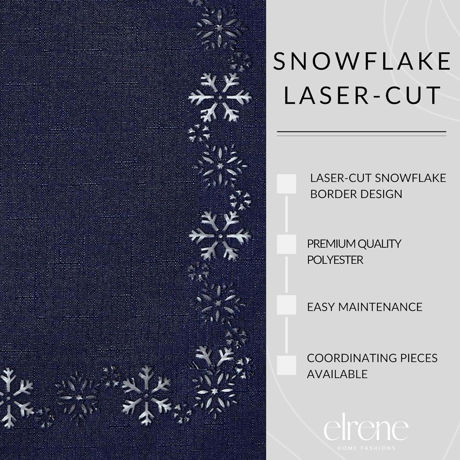 Snowflake Laser Cut Tablecloth - Blue - 52" Square - Elrene Home Fashions