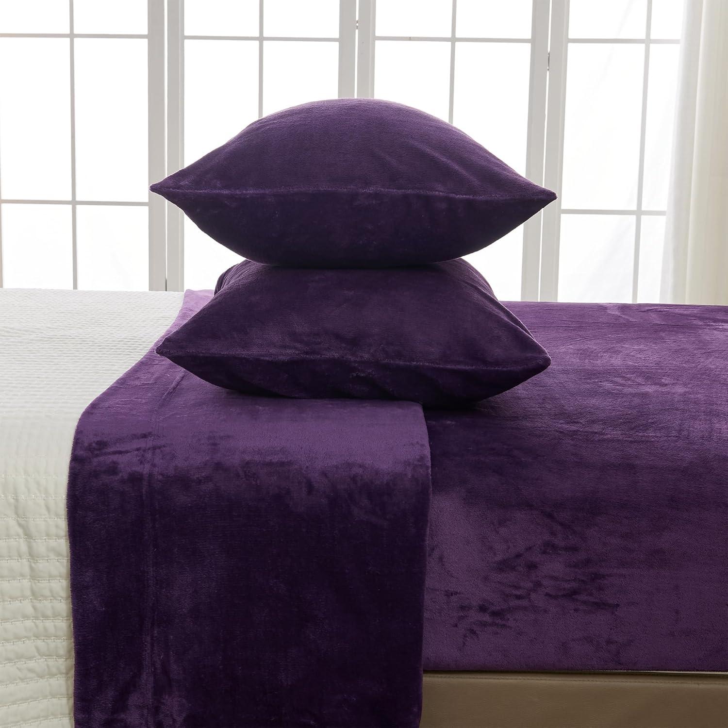 King Purple Velvet Plush Microfiber Deep Pocket Sheet Set