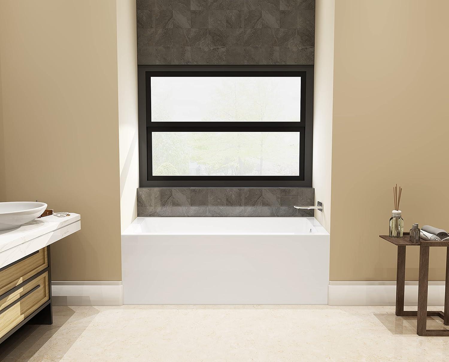 Kingston Brass Aqua Eden 60-Inch Acrylic Rectangular 3-Wall Alcove Tub