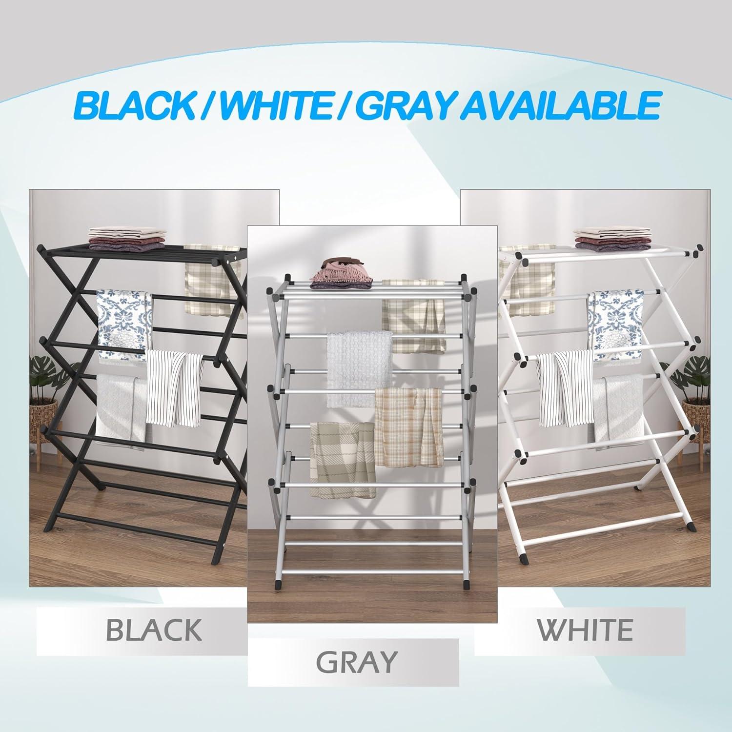 White Steel Folding Accordion Clothes Drying Rack