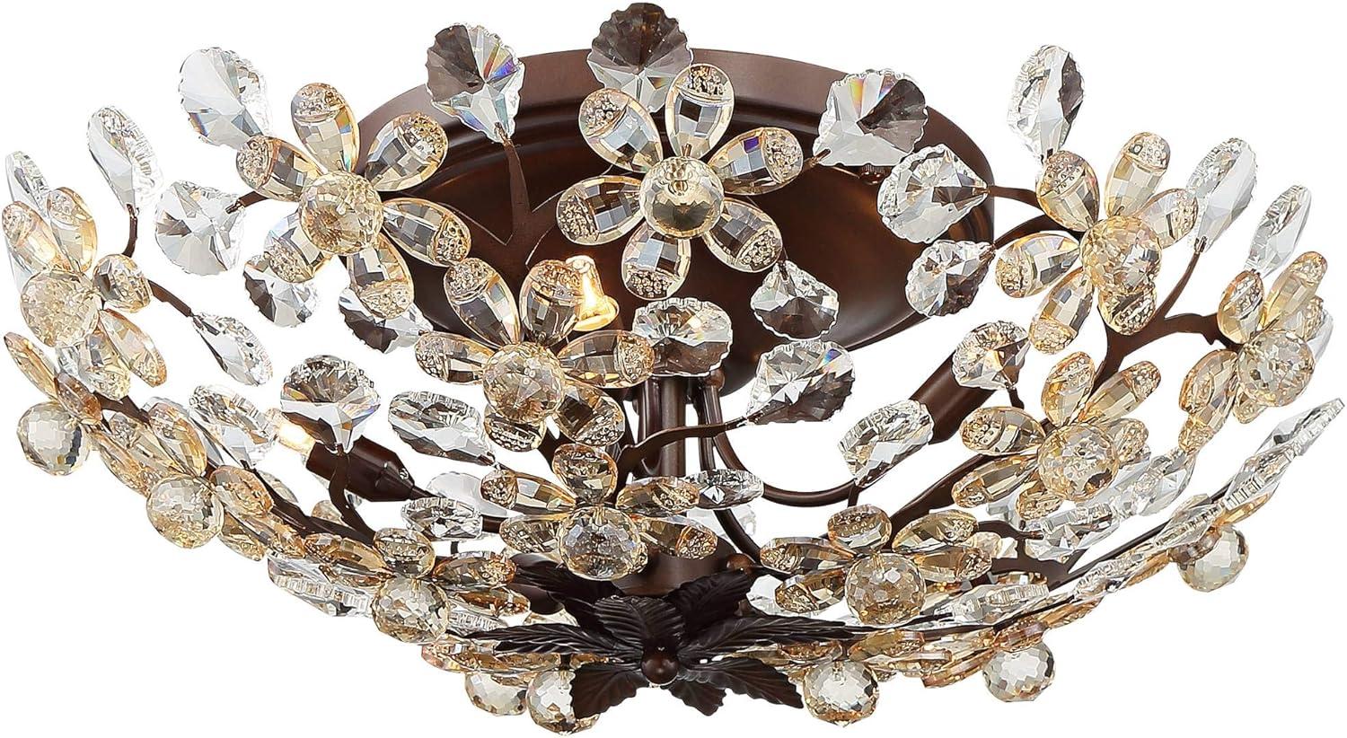 Vienna Full Spectrum Blooms Vintage Ceiling Light Semi Flush Mount Fixture 21" Wide Weathered Brown 5-Light for Bedroom Kitchen Living Room Hallway