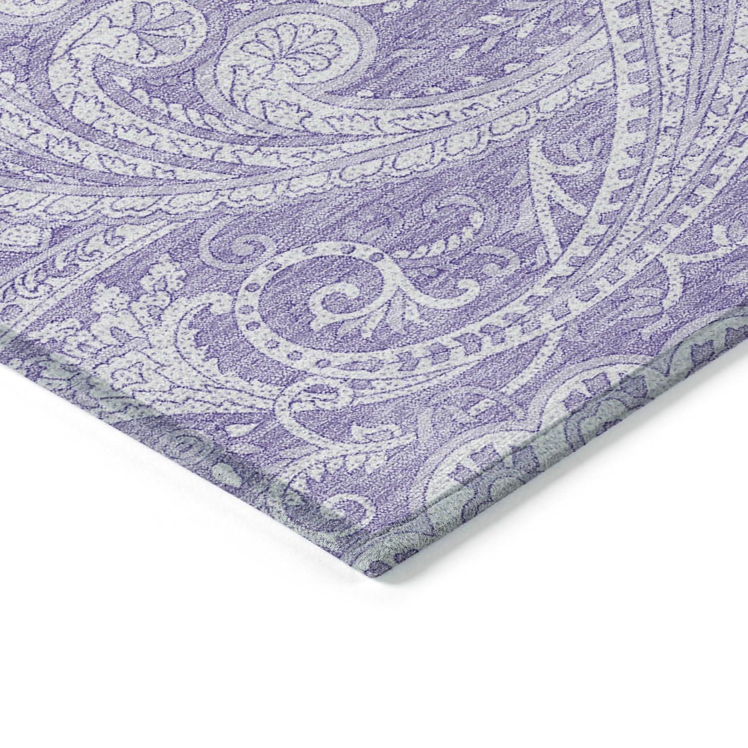 Lavender Paisley Flat Woven Indoor Outdoor Rug