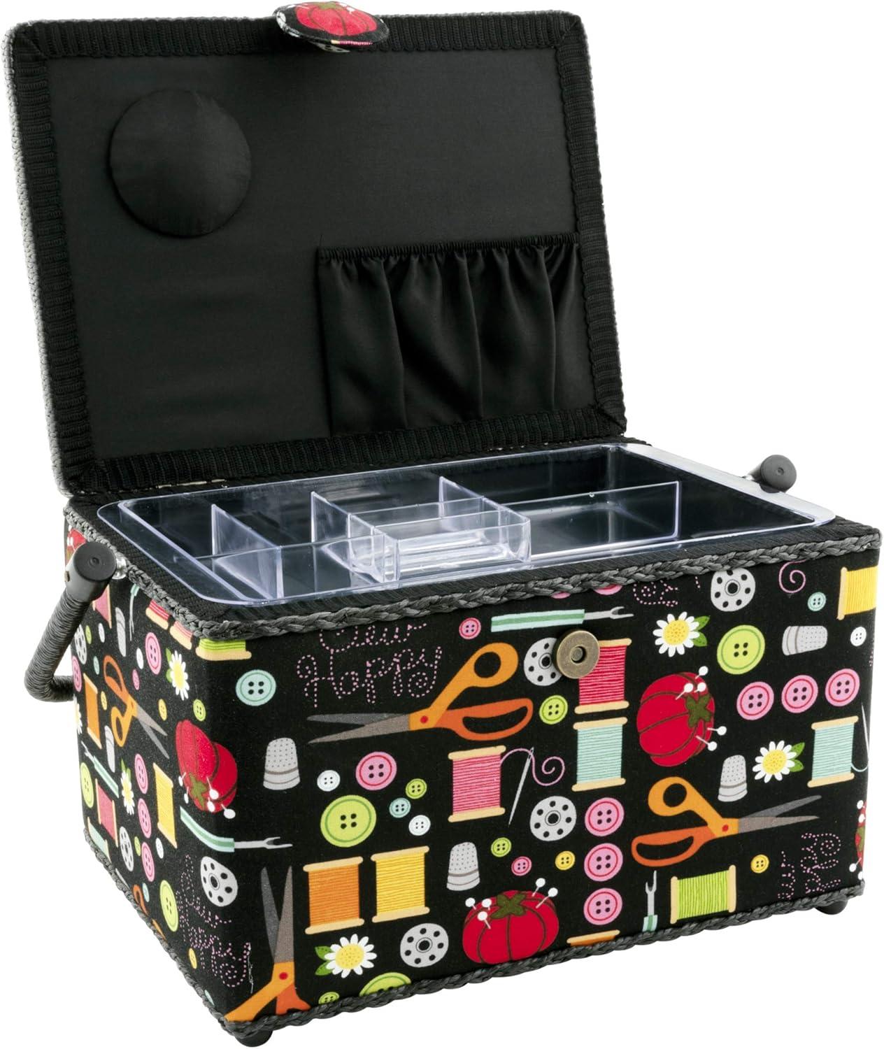 Dritz Large Sewing Basket, Black Sewing Notions
