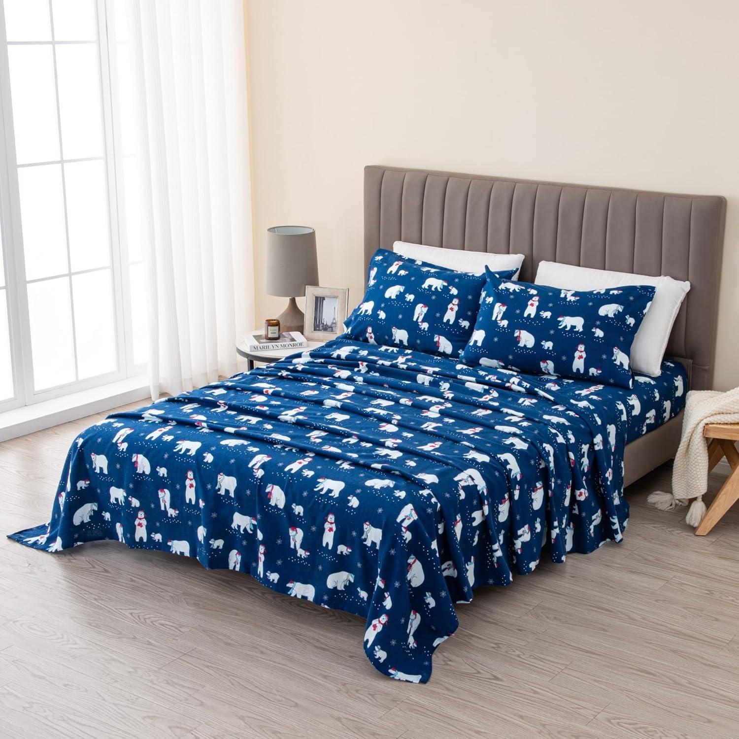 100% Cotton Lodge Printed Flannel Sheet Set - Great Bay Home