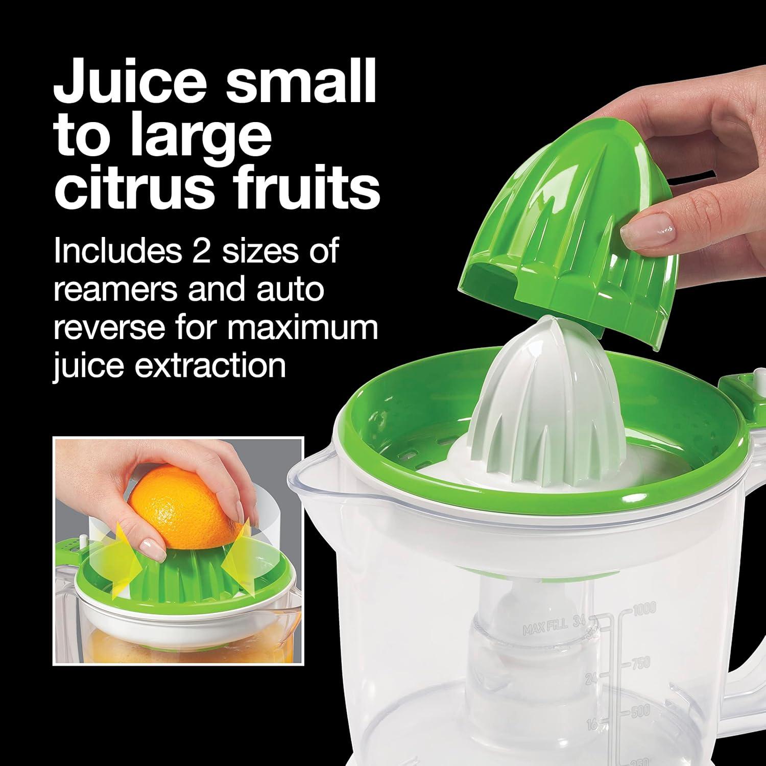 Proctor Silex Electric Citrus Juicer, Orange Juicer, Lemon Juicer, 34 oz. Pitcher, White, 66337