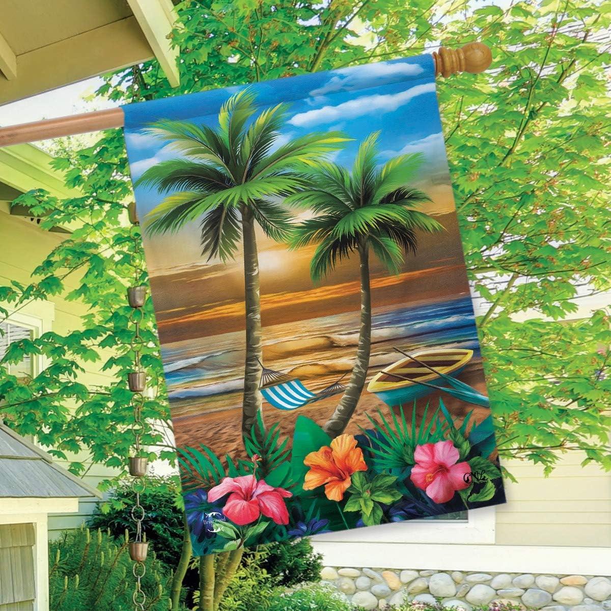 Briarwood Lane Sunset in Paradise House Flag Nautical Tropical Palm Trees 28" x 40"