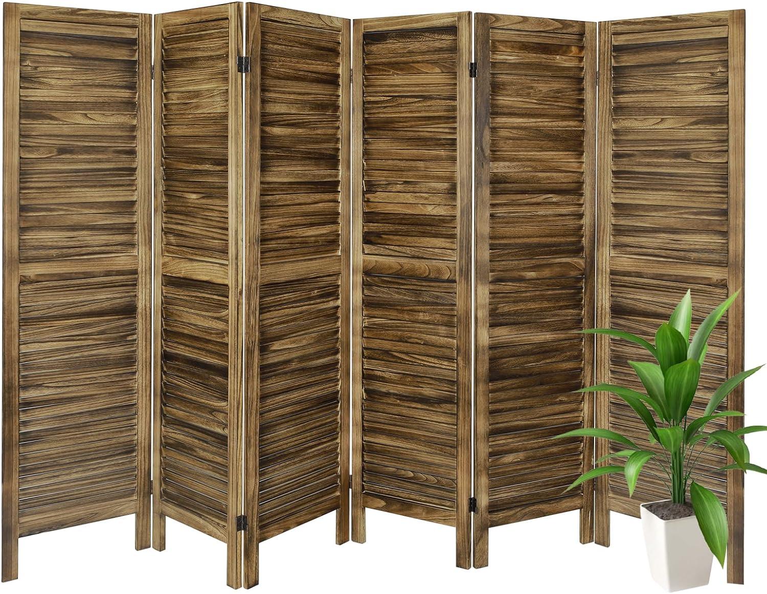 Room Dividers, 6 Panel Wood Room Screen Divider Freestanding, Folding Privacy Screen and Room Dividers, Wall Dividers, Dark Brown