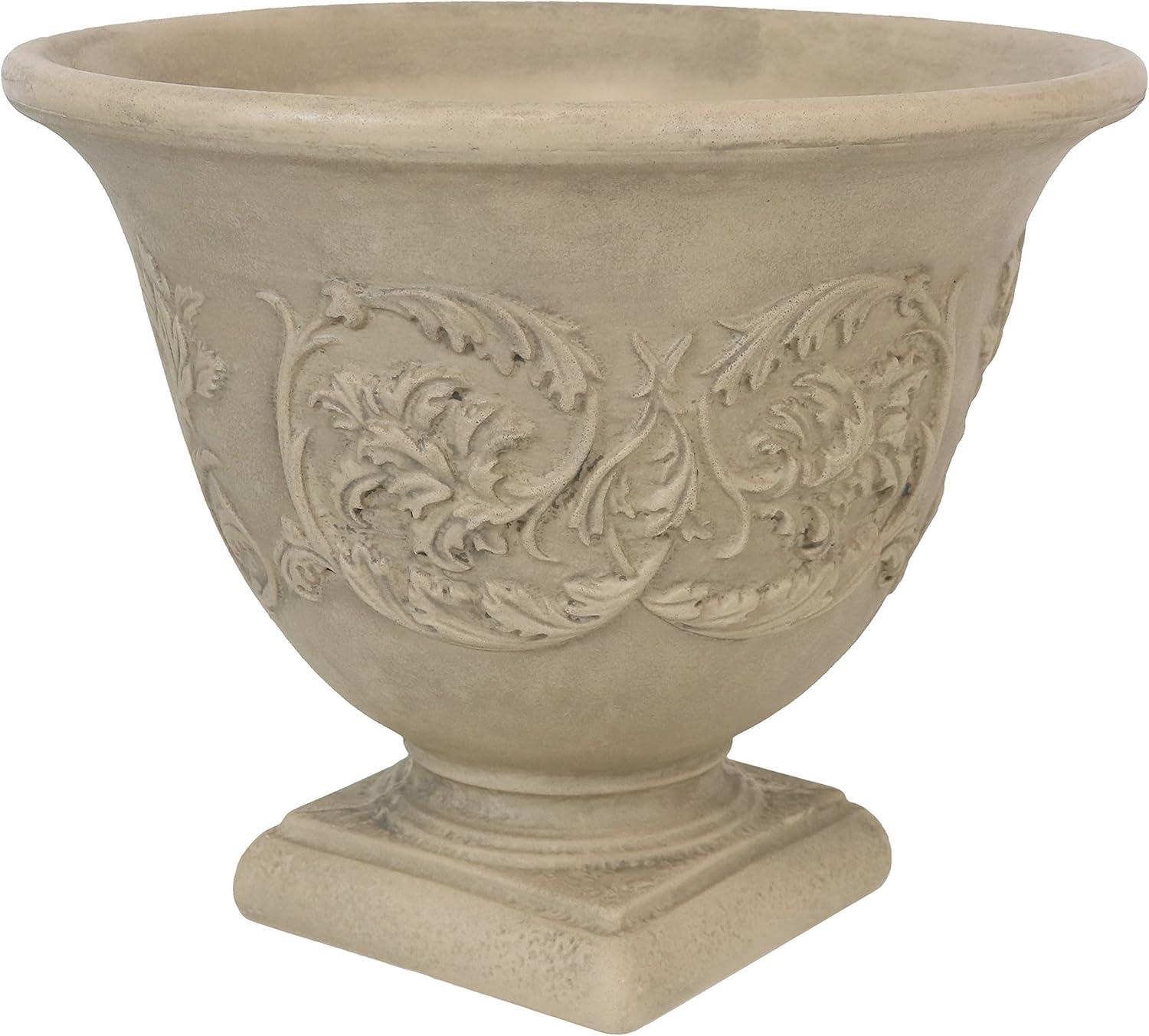 Darcy Elegance Beige 17" Polyresin Indoor/Outdoor Planter