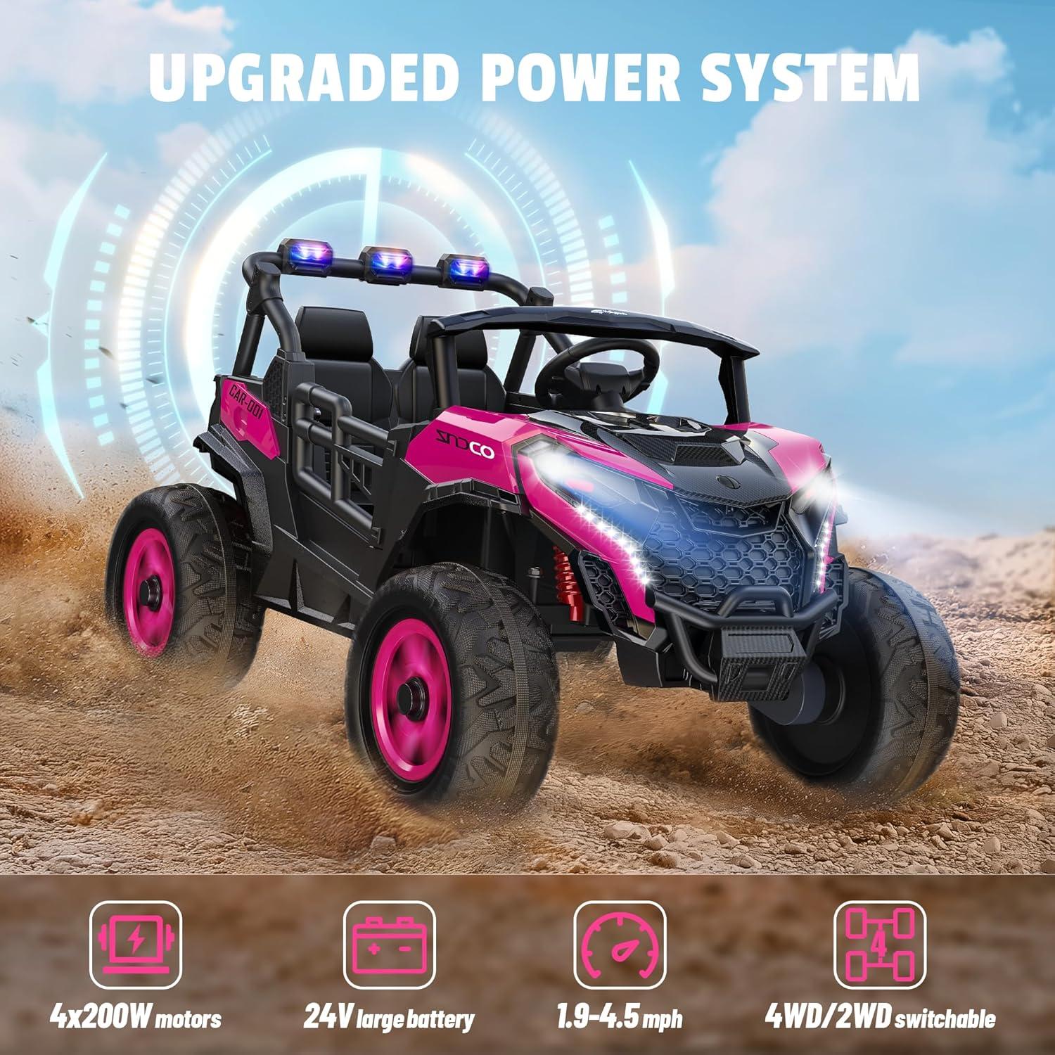 Pink 24V 2-Seater Ride-On UTV with Remote Control