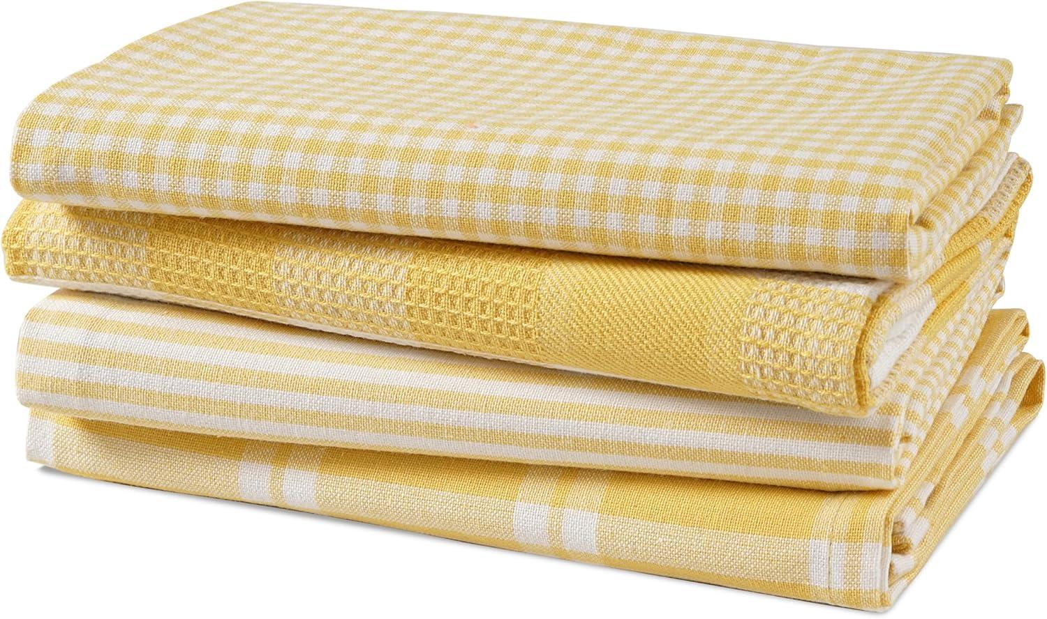 KAF Home Madison Set of 4 Absorbent, Durable and Soft Kitchen Towels | 18" x 28"  - Sunshine