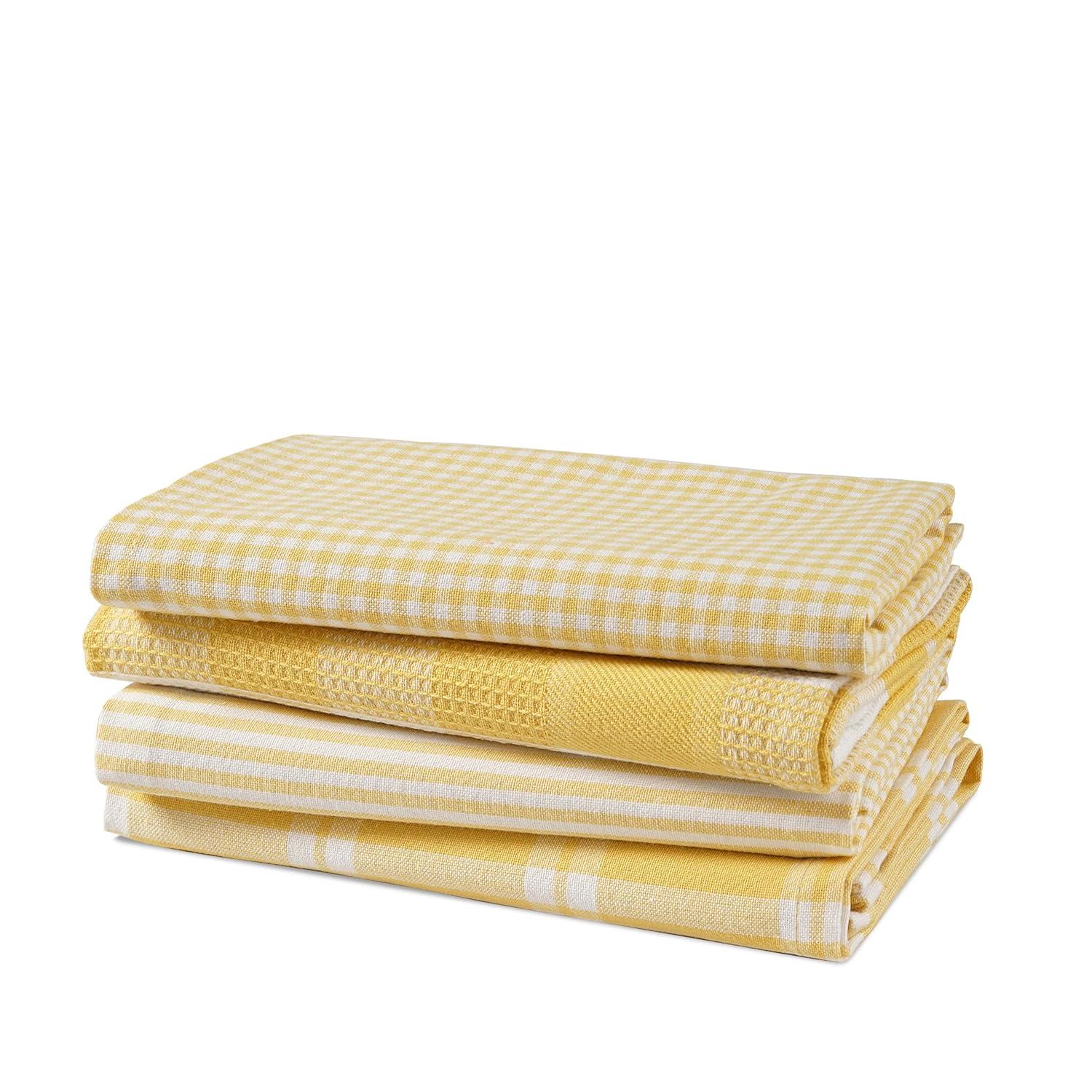KAF Home Madison Set of 4 Absorbent, Durable and Soft Kitchen Towels | 18" x 28"  - Sunshine