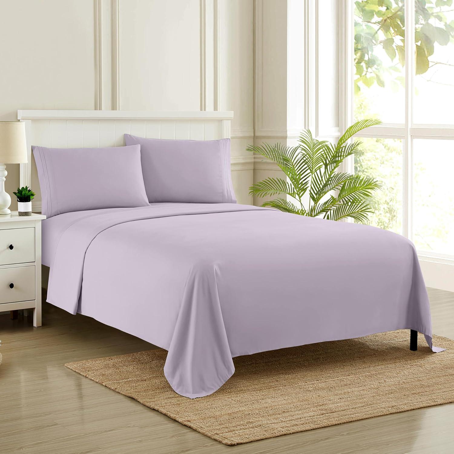 Lilac Twin Deep Pocket Ultra Soft Microfiber Sheet Set