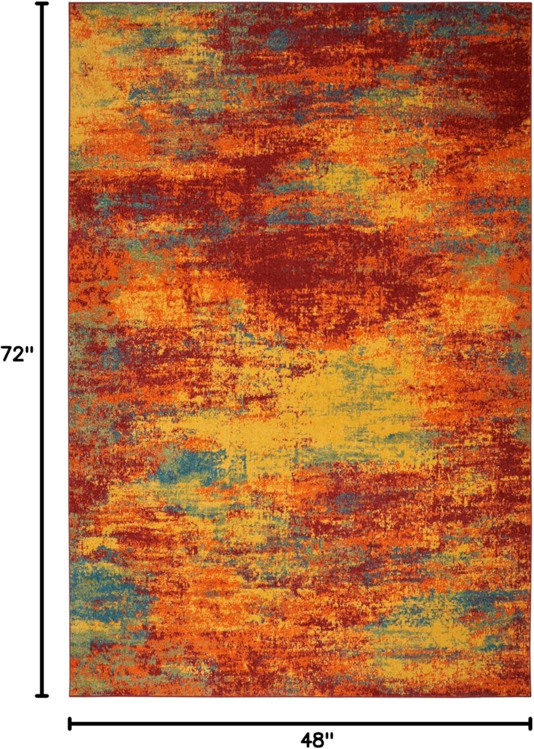 Nourison Essentials Abstract Indoor Outdoor Rug Flame 4' x 6'