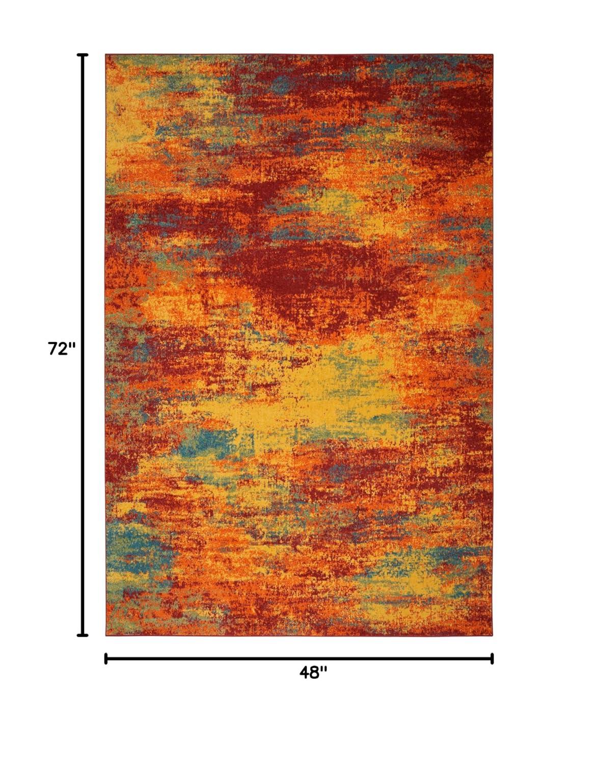 Nourison Essentials Abstract Indoor Outdoor Rug Flame 4' x 6'