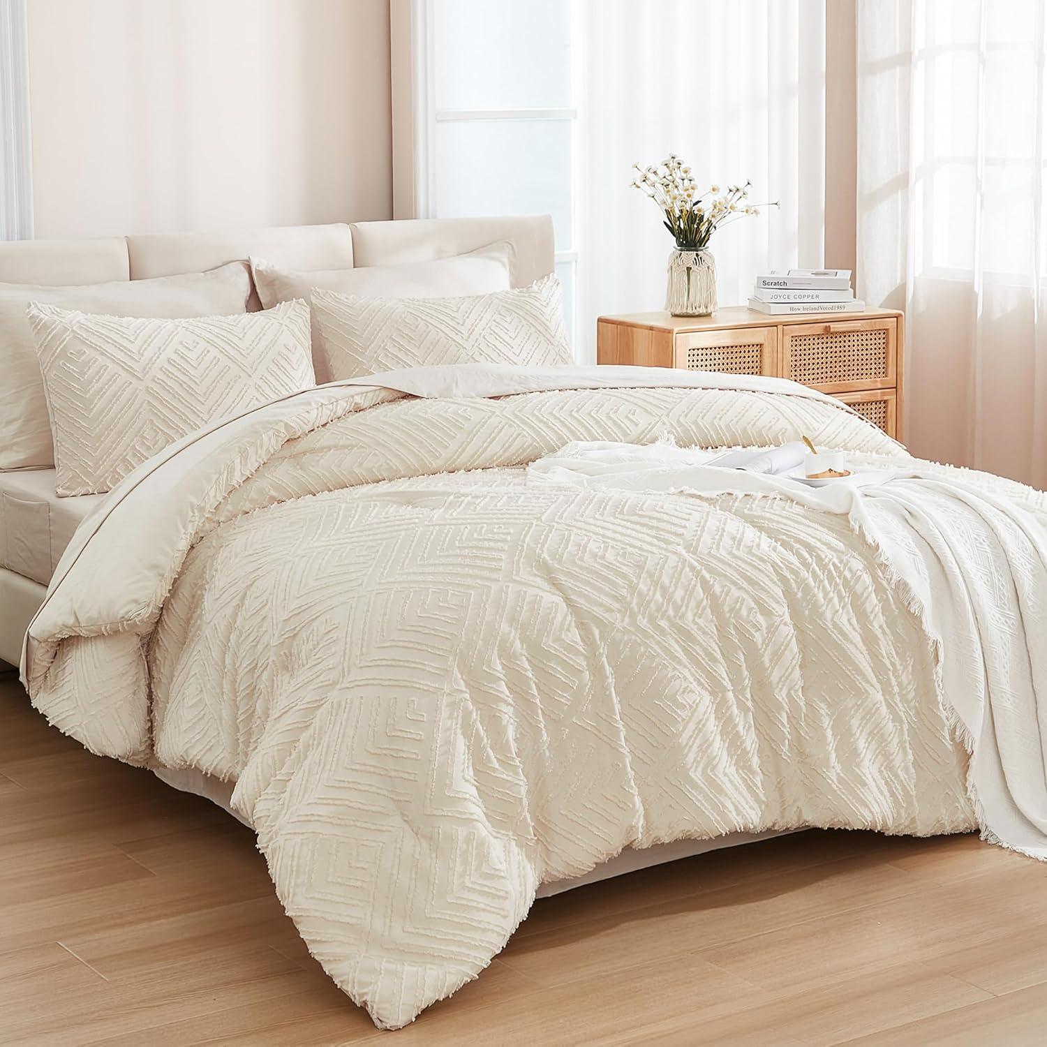 Beige Microfiber Queen Bed in a Bag Set