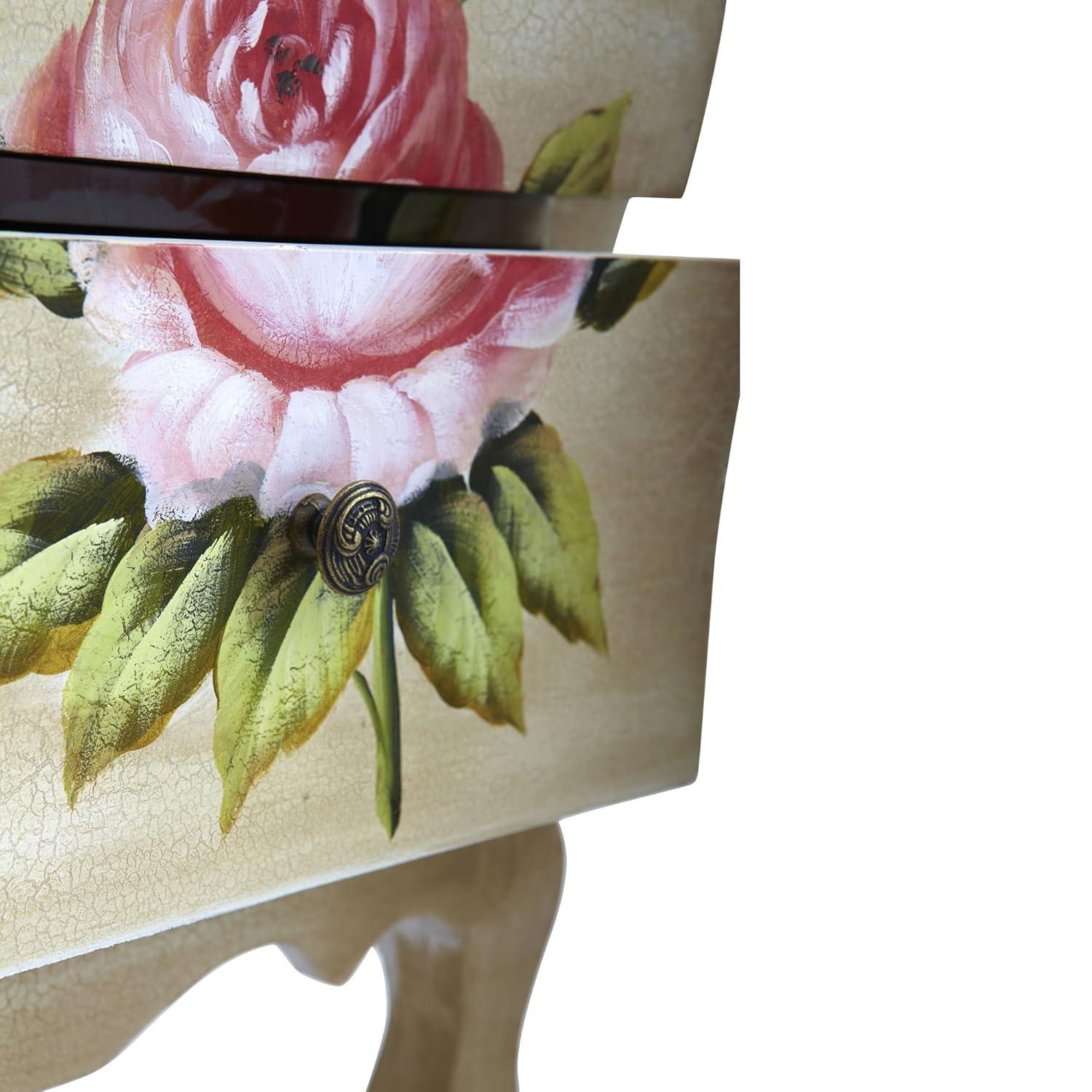 Nearly Natural Antique Night Stand w/Floral Art
