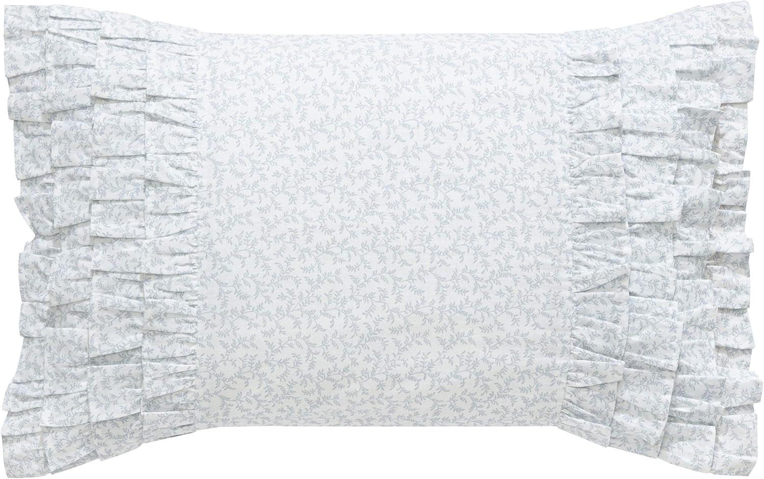 Chloe Blue/White Floral 100% Cotton Breakfast 14x20 Decorative Pillow Cover with Removable Insert