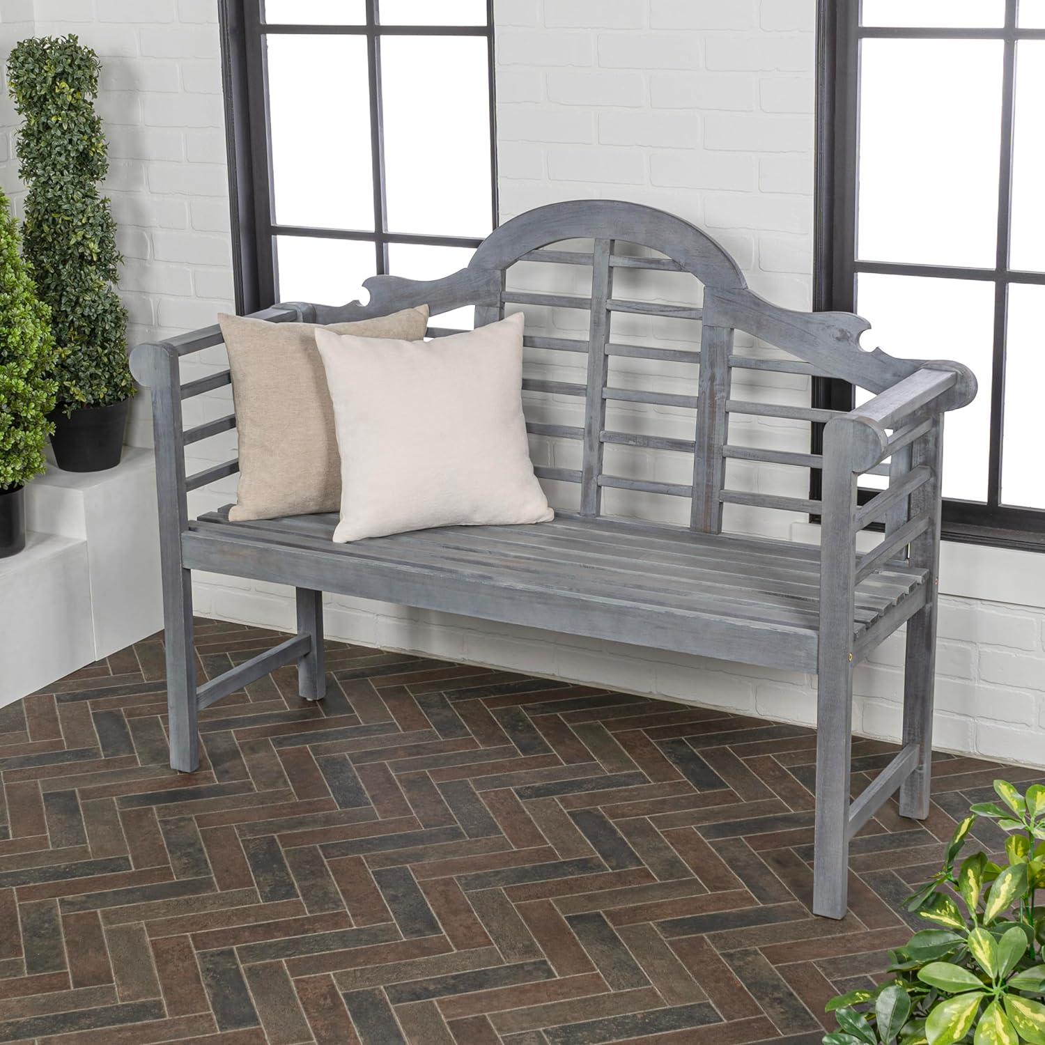 Elegant Arched Gray Acacia Wood 58" Outdoor Garden Bench