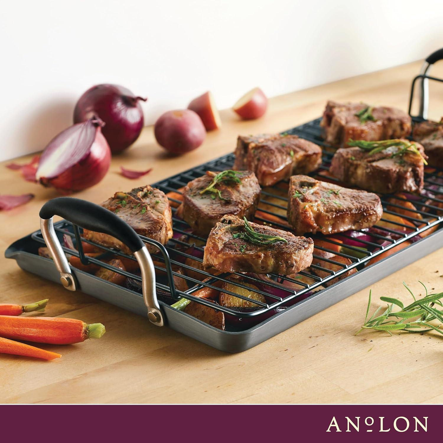Anolon Advanced Home Hard Anodized Nonstick Double Burner Griddle, 10 Inch X 18 Inch