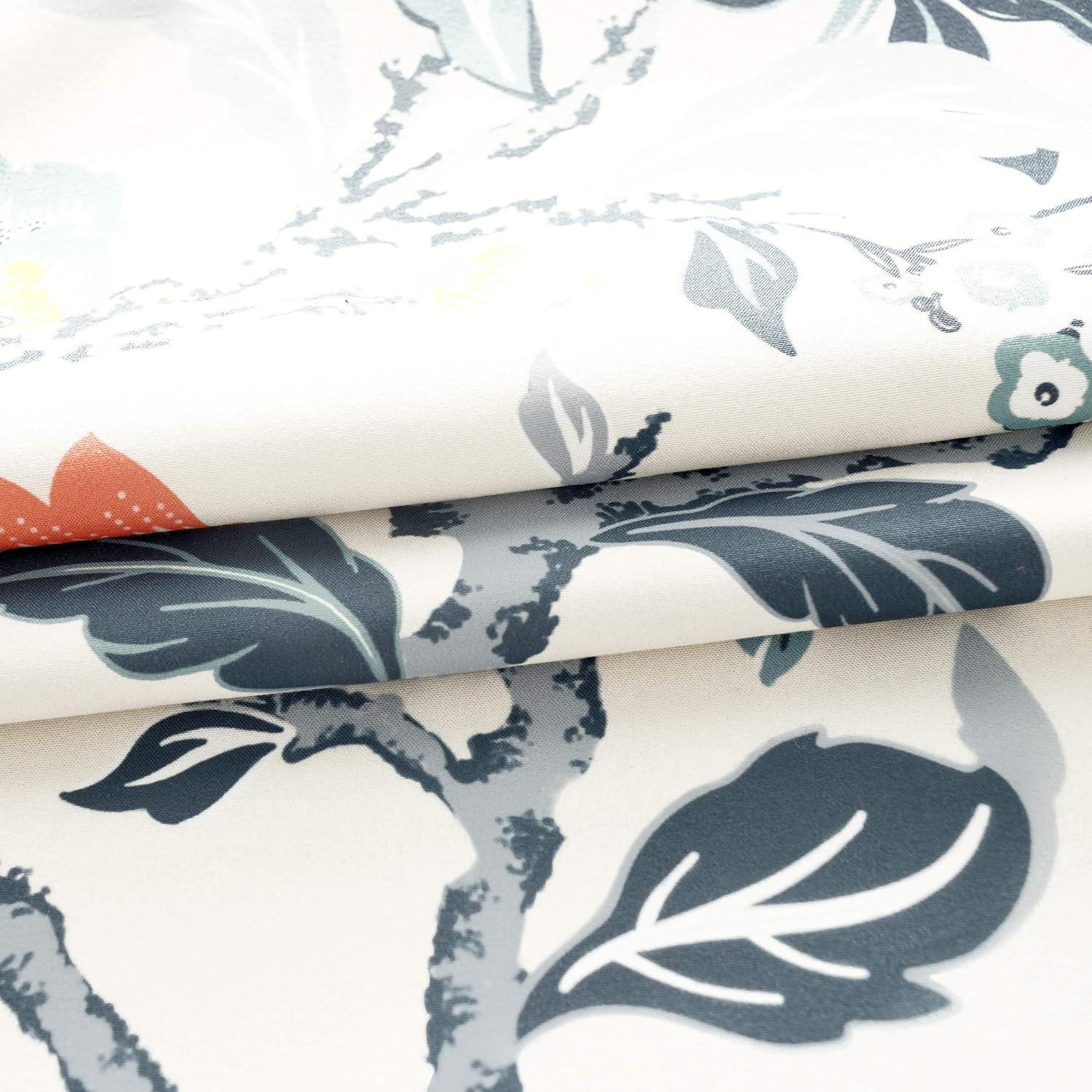 DriftAway Ada Floral Lined Thermal Insulated Room Darkening Blackout Grommet Window Curtains, 2 Panels, 52" x 72", Ivory Orange Teal