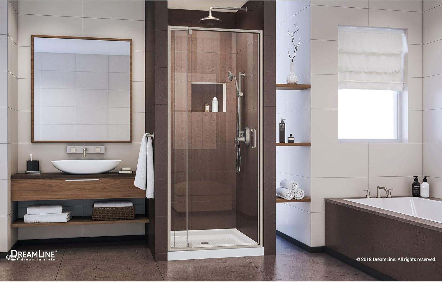 Flex 32" W x 72" H Pivot Frameless Shower Door with Clear Max Technology