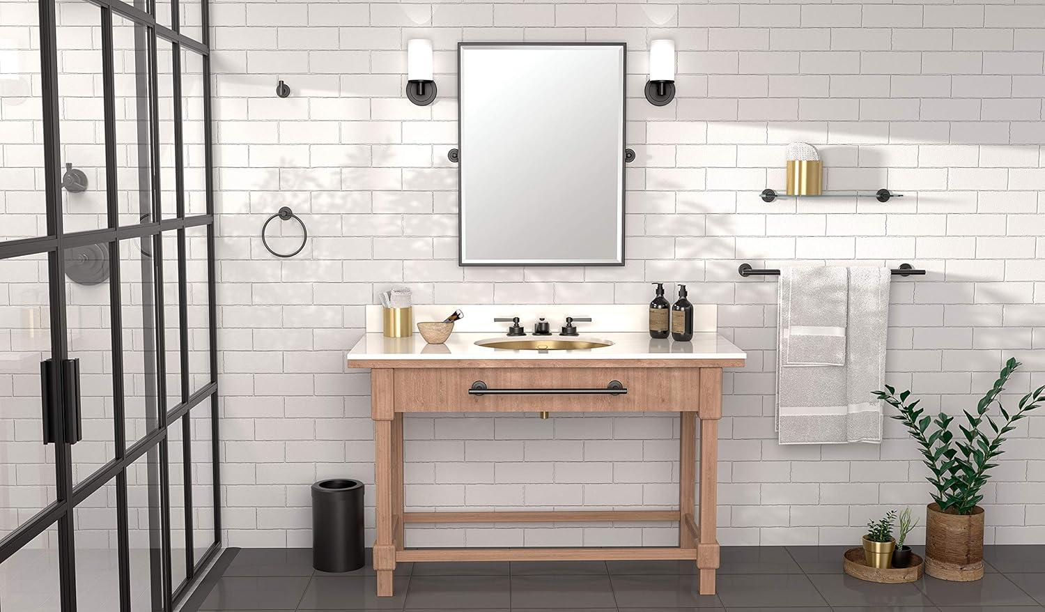 Gatco 4246MX Latitude II Vanity Glass Shelf, Matte Black