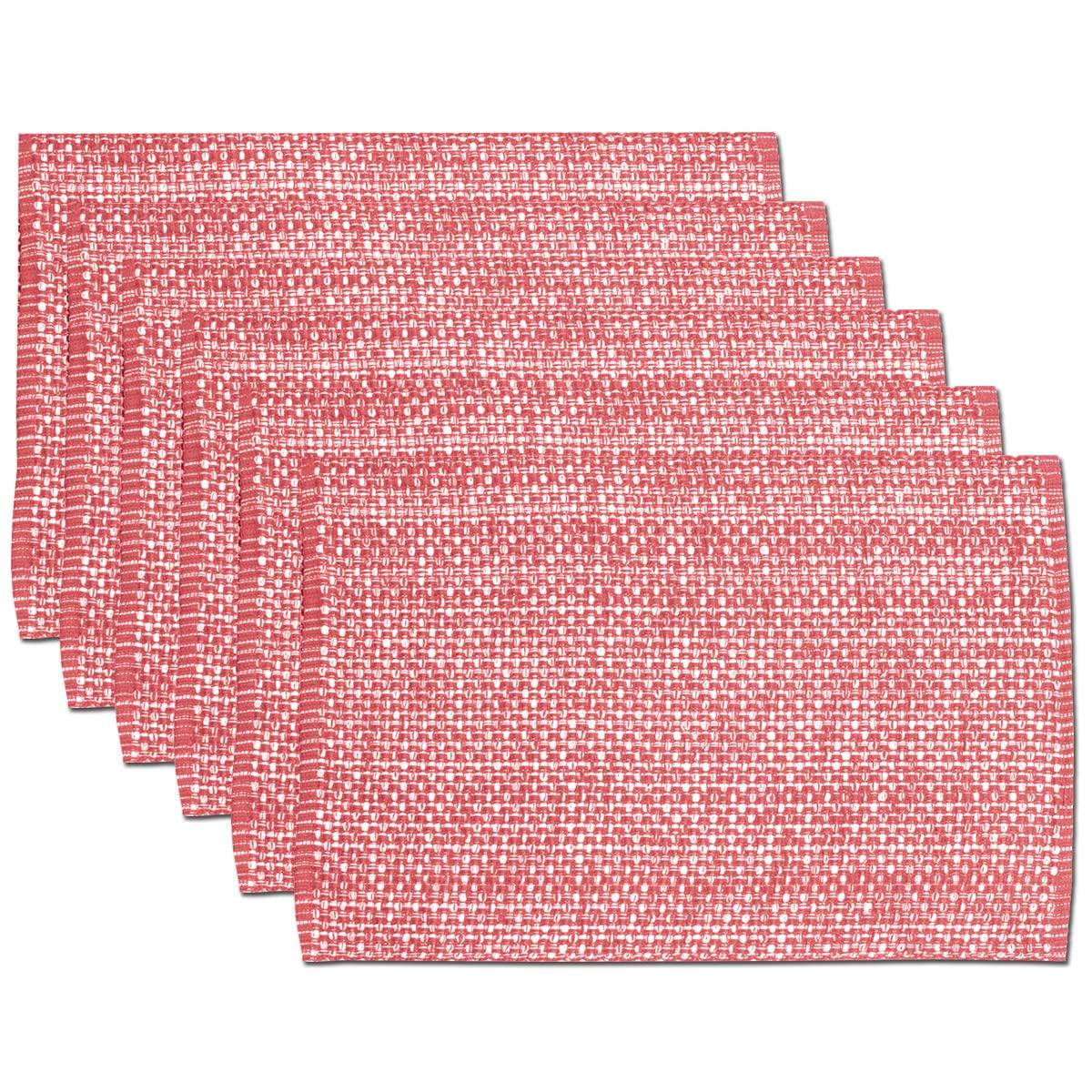 Sweet Home Collection 100% Cotton Placemats for Dining Room Rectangle Two Tone Woven Fabric 13" x 19" Soft Durable Table Mat Set, Set of 4, Pink
