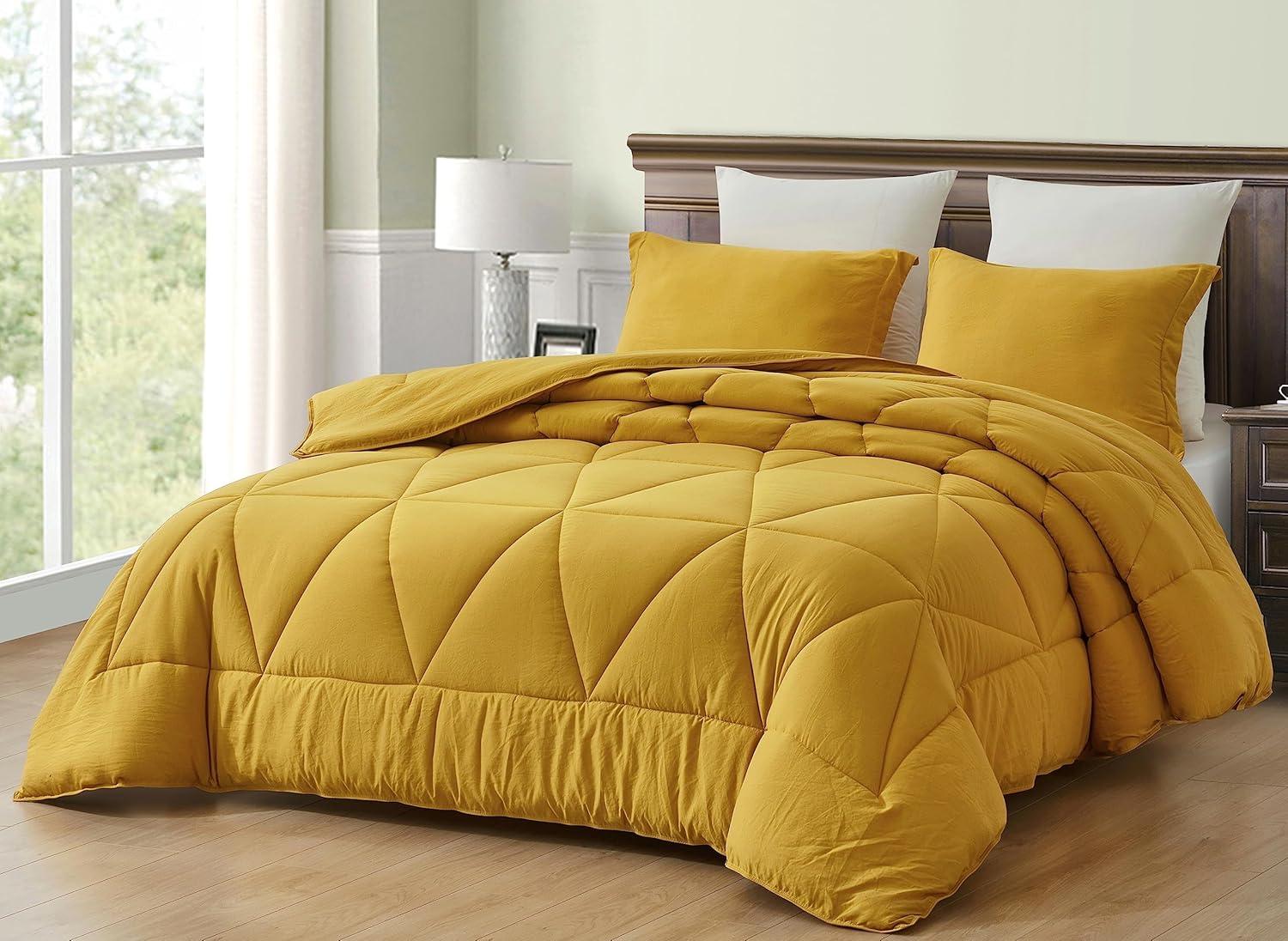 Mustard Yellow Full Size Microfiber Comforter Set