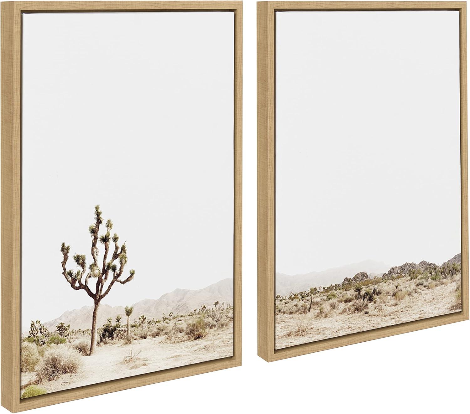 Kate and Laurel Sylvie Lone Joshua Tree Framed Canvas Art Set by Amy Peterson Art Studio, 2 Piece Set 18x24, Natural