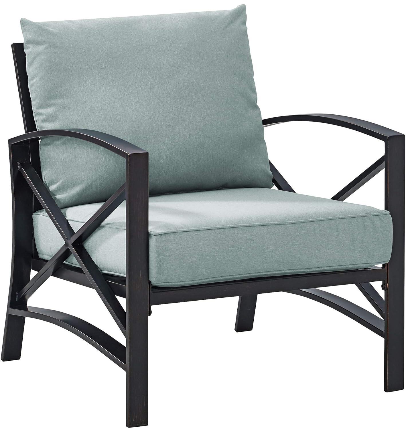 Kaplan Outdoor Arm Chair Mist - Crosley: Steel Frame, Weather-Resistant Patio Furniture with Cushions