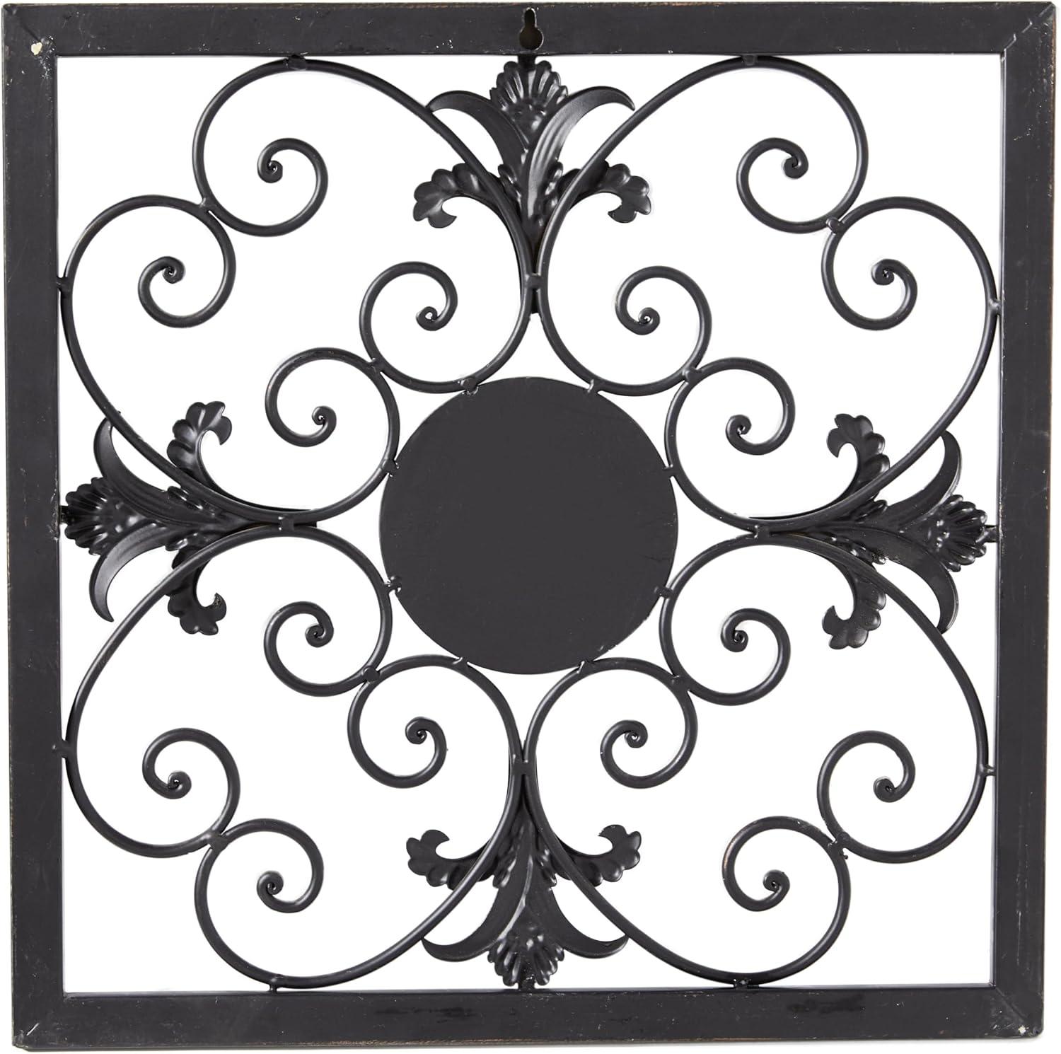 DecMode Rustic Brown Square Metal Wall Décor Set of 4 14"W x 14"H