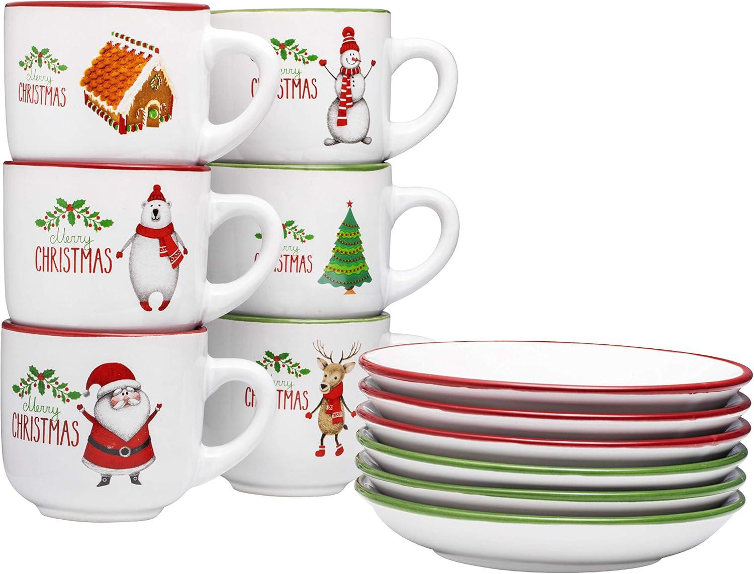 Bruntmor | Espresso Cups With Saucers By Bruntmor - 6 Ounce - Set Of 6 Matte