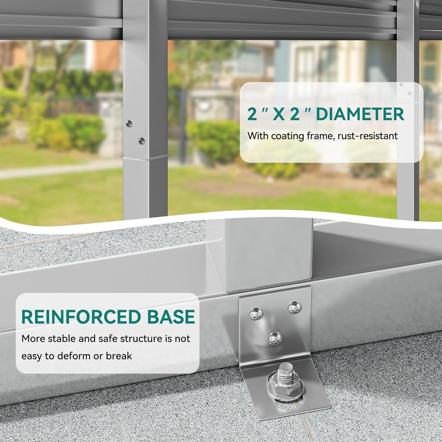 Tolead 12' x 20' Outdoor Metal Carport, Heavy Duty Galvanized Steel Car Canopy for Truck, SUV, Boat, Grey