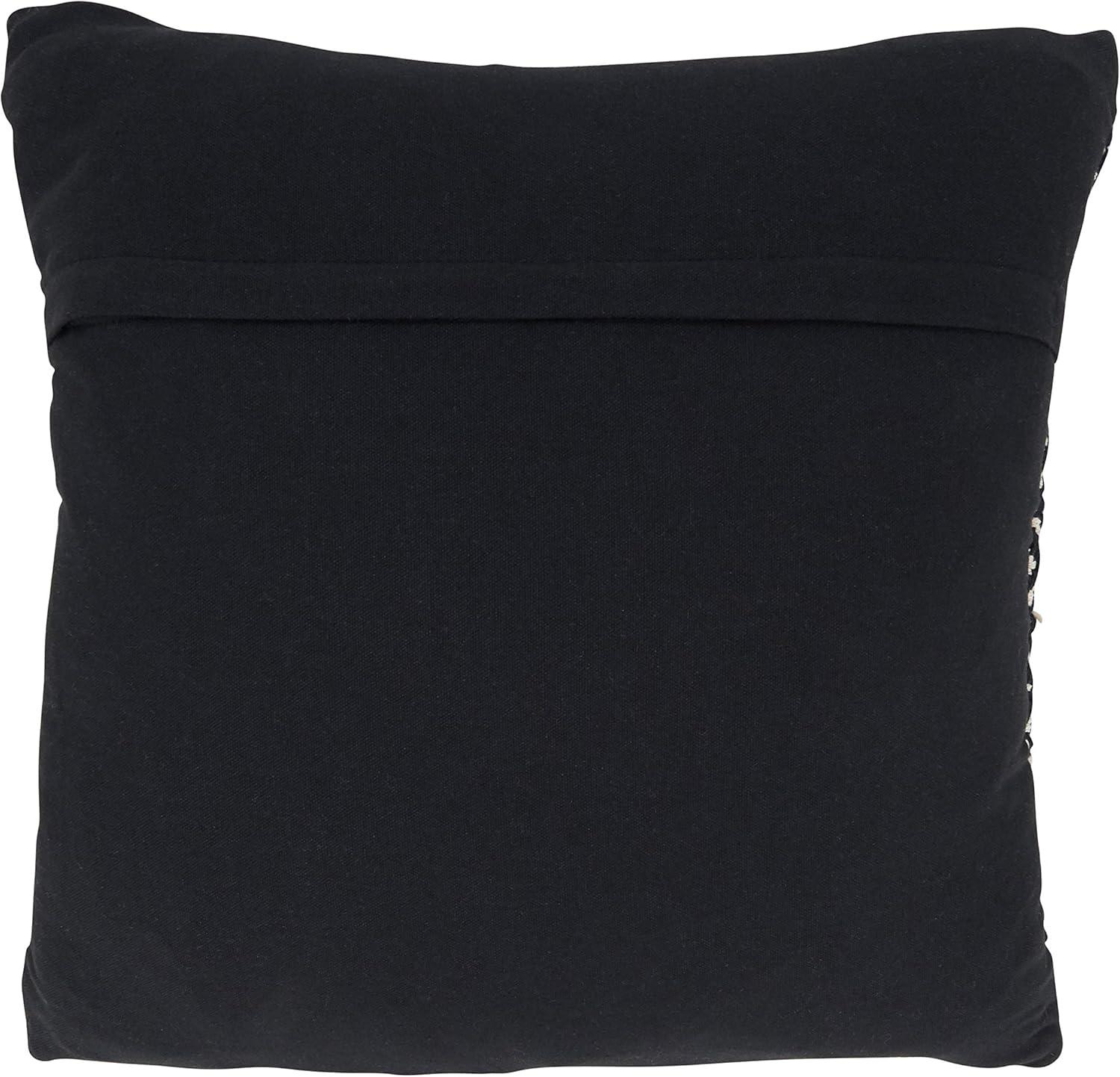 Saro 2902.BW18SC 18 in. Dual-Tone Moroccan Design Square Pillow Cover, Black & White