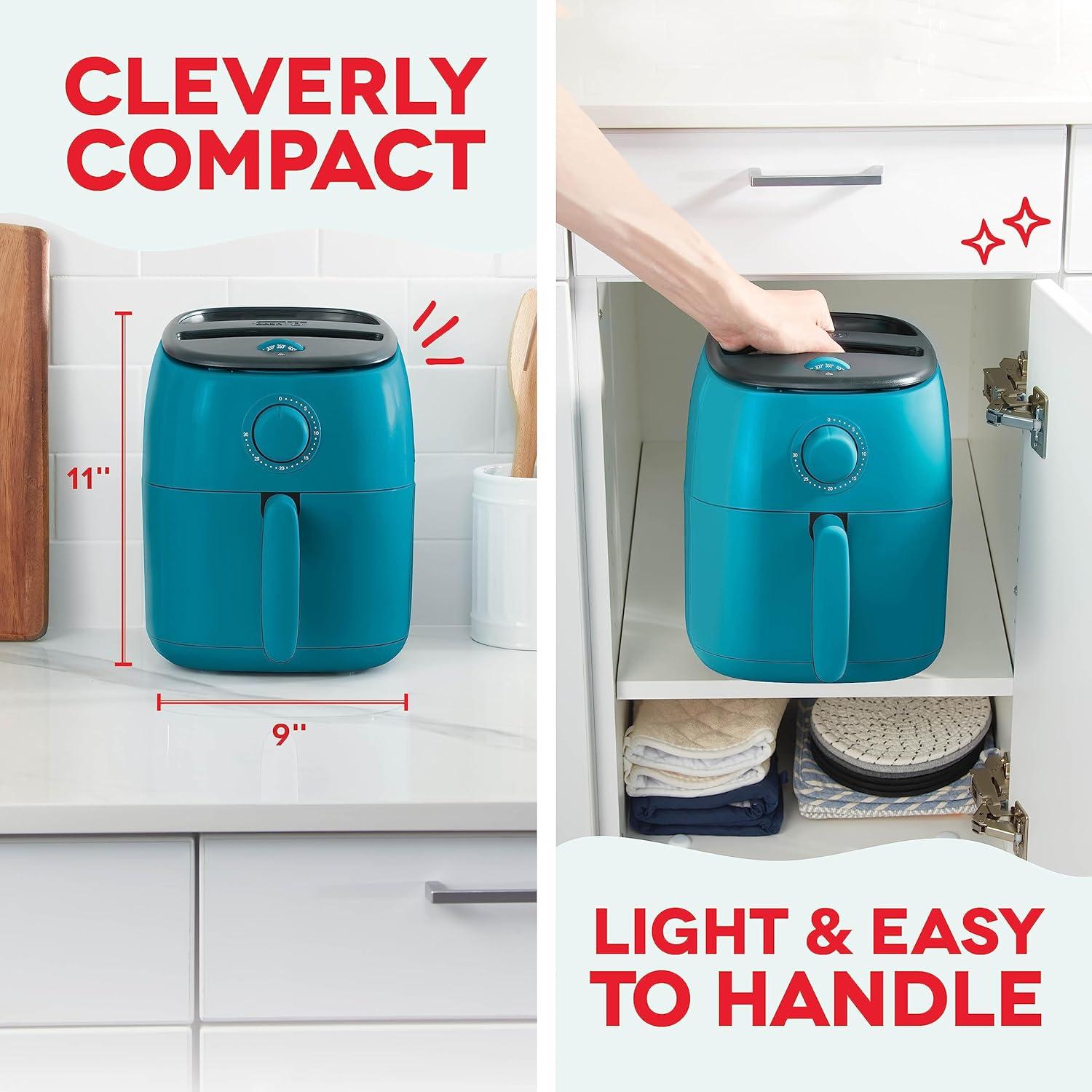 Dash Tasti Crisp 2.6 qt Air Fryer, Teal - Auto Shut off, Non-Stick Fry Basket