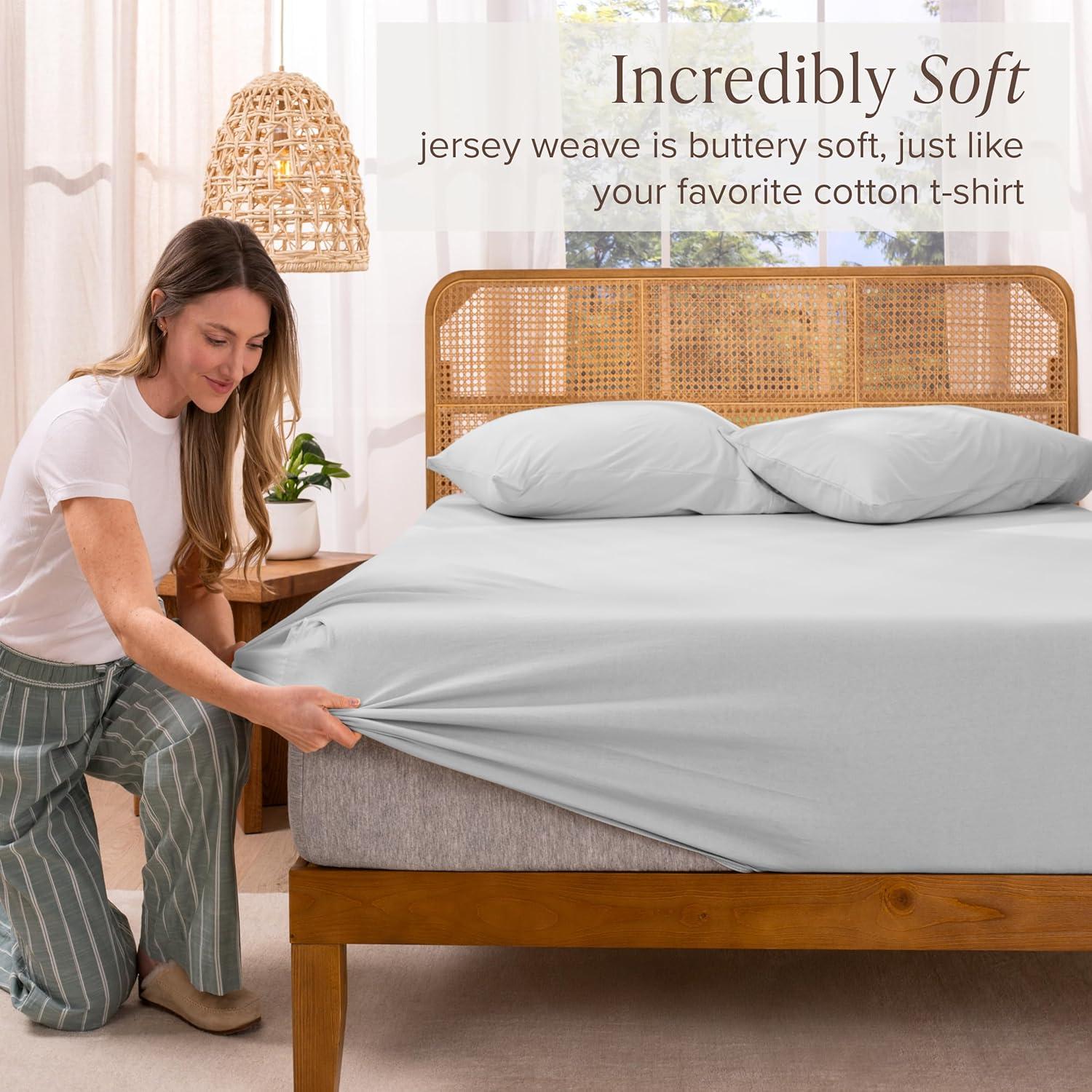 Bare Home Organic 100% Cotton Jersey Knit Fitted Sheet