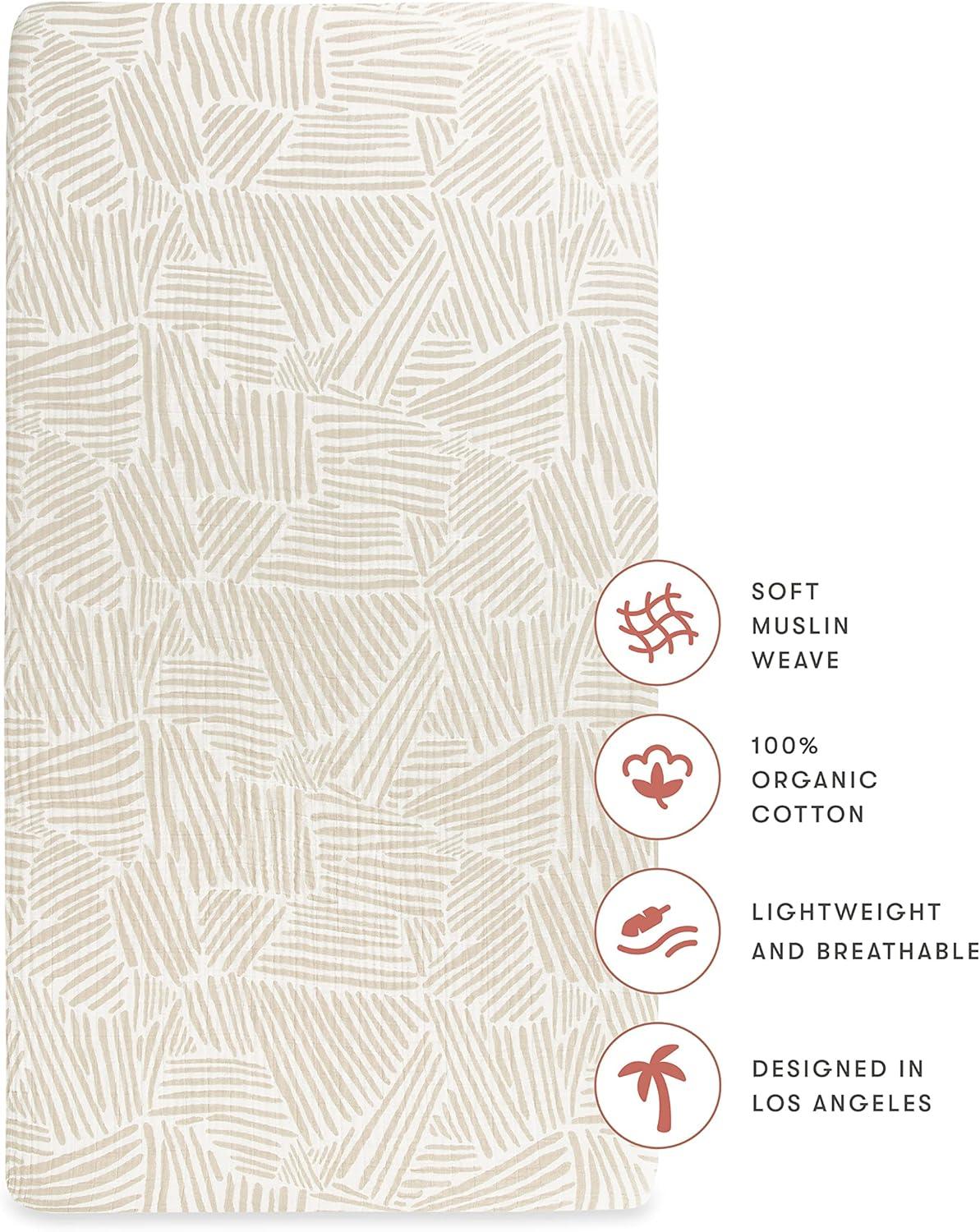 Oat Stripe Crib Sheet In Muslin Cotton