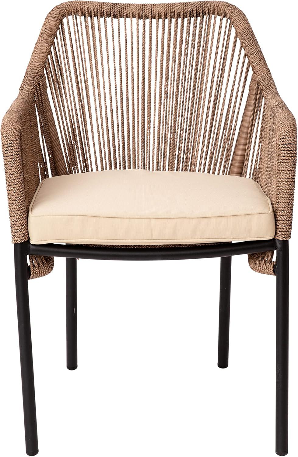 Taylor & Logan Kyla Metal Outdoor Stacking Dining Armchair with Cushion (Set of 2)