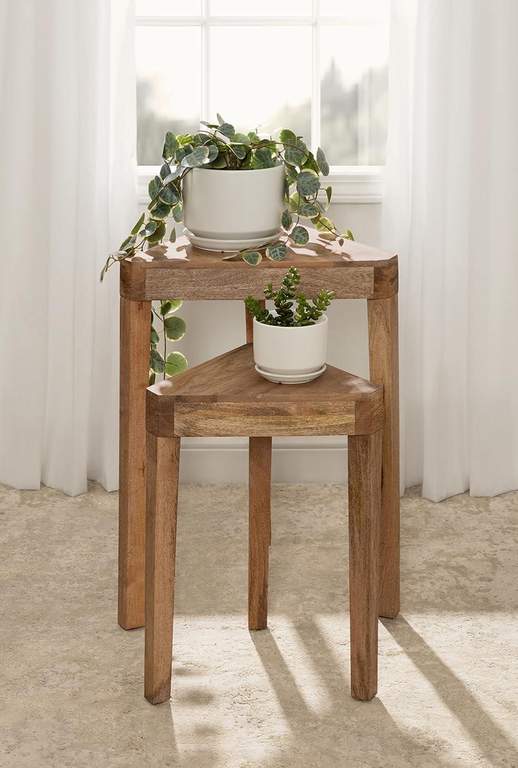 Kate and Laurel Talcott Triangle Wood Nesting Table, 2 Piece, White