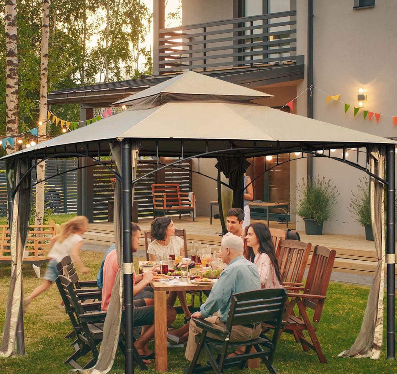 Beige Polyester Replacement Canopy Roof for 10' x 10' Gazebo