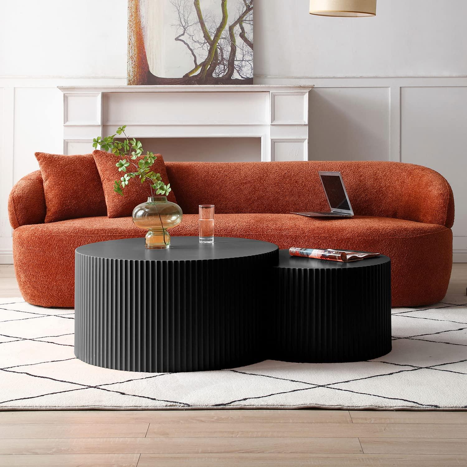 Williamspace Nesting Coffee Table Set, Modern Luxury, 2 Pieces, Black