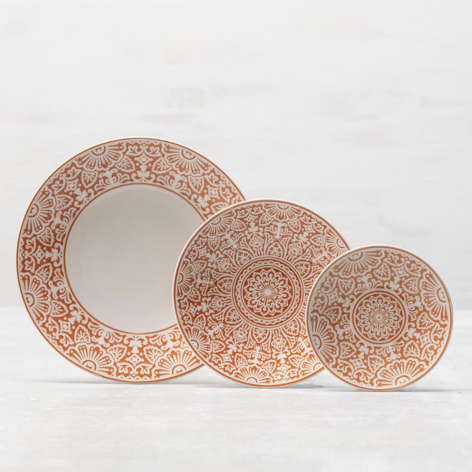 Adobo Ceramic Round Decorative Coupe Salad Plates, Set of 4