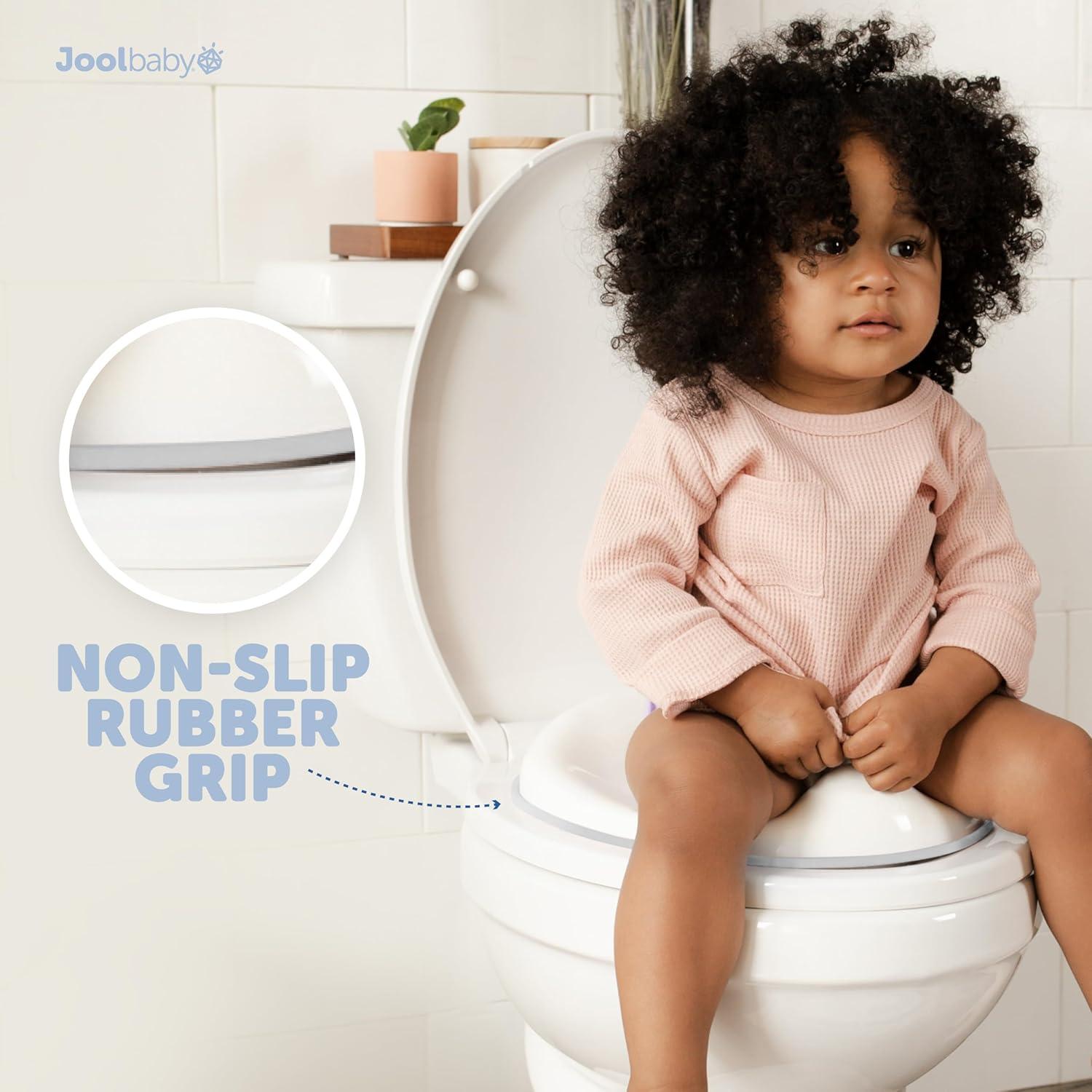 Jool Baby Potty Training Seat for Boys and Girls, Fits Round & Oval Toilets, Non-Slip with Splash Guard, Includes Free Storage Hook (Gray)