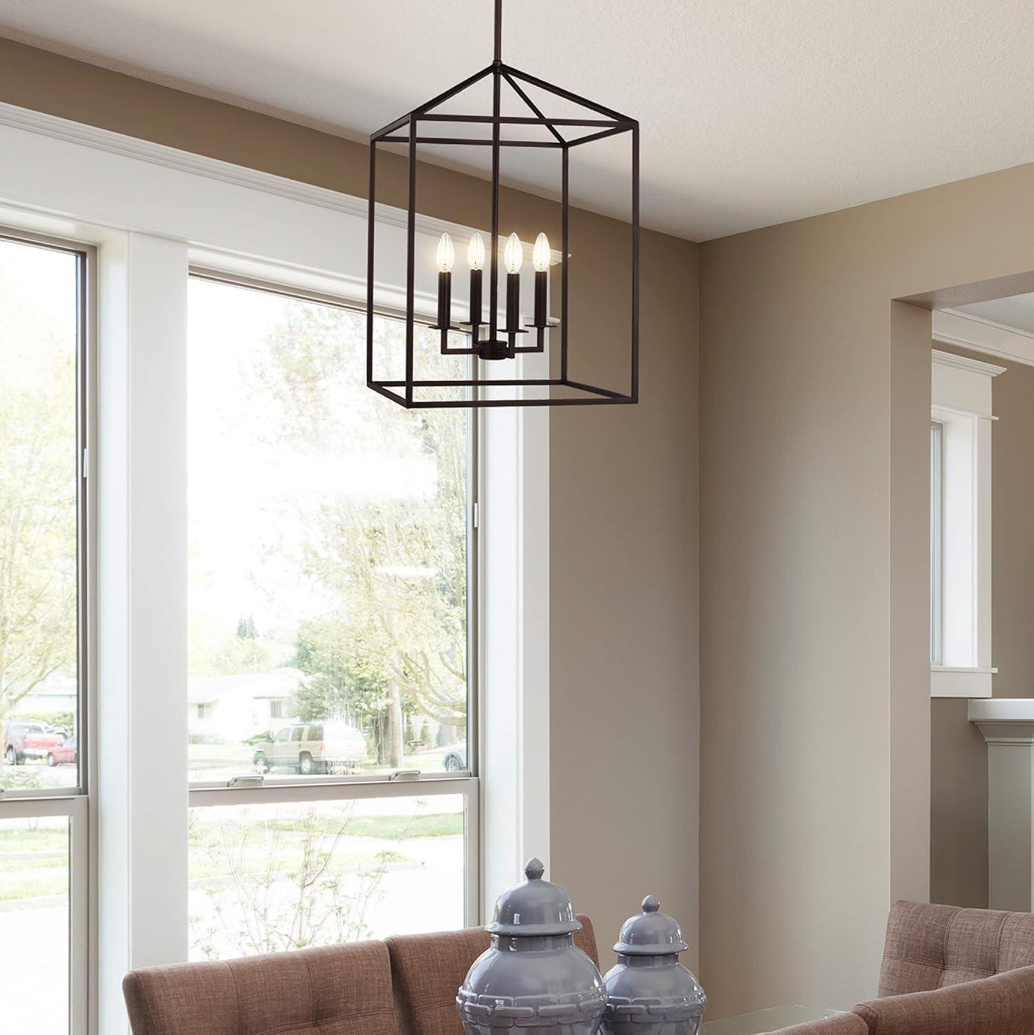 Generation Lighting 4-Light Perryton Pendant Light Fixture Bronze 5215004-710, Modern Ceiling Light Fixture for Home Decor, Candelabra with 60W Torpedo Bulbs for Foyer and Living Room Décor