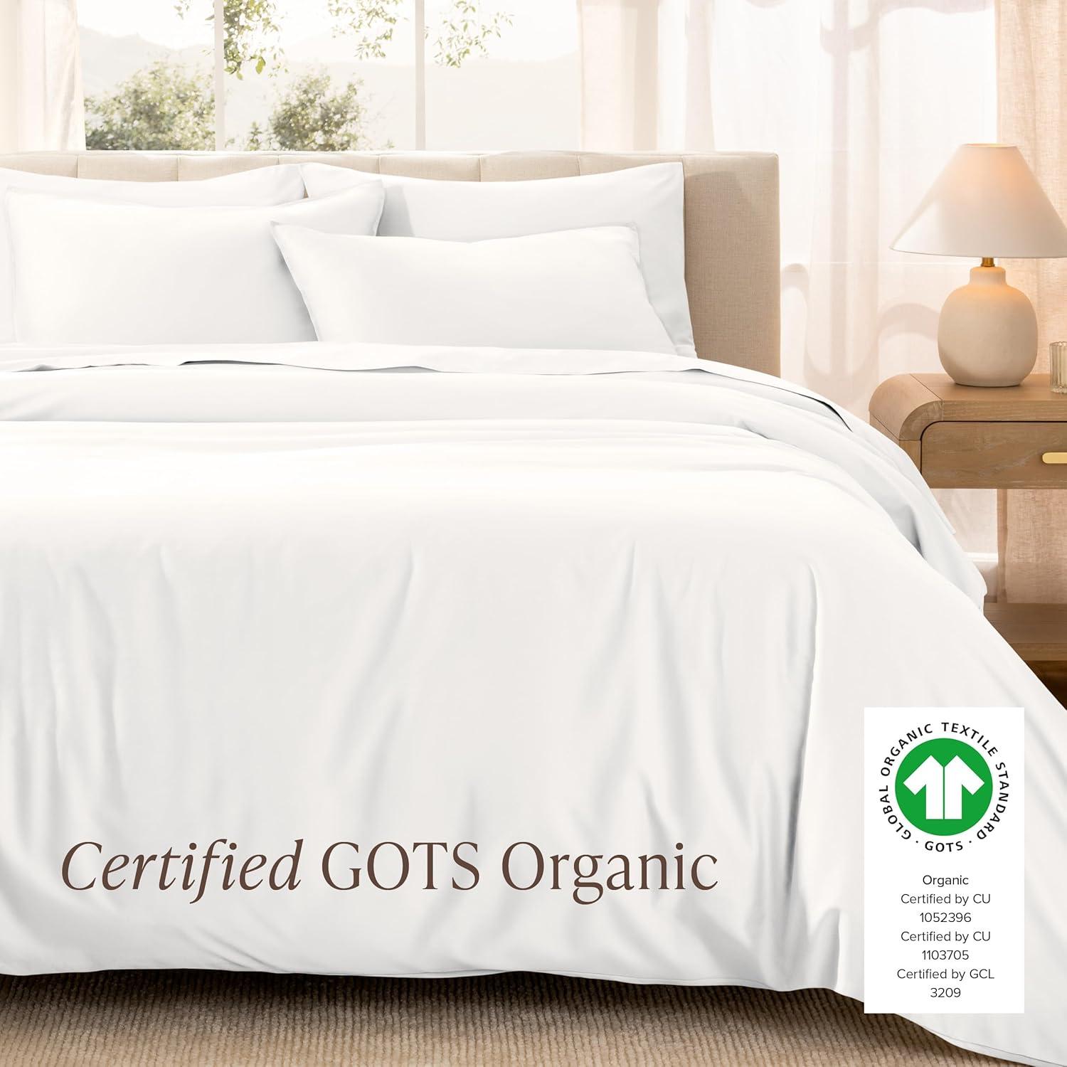 Bare Home 400 Thread Count Organic Cotton Sateen Duvet Cover Set