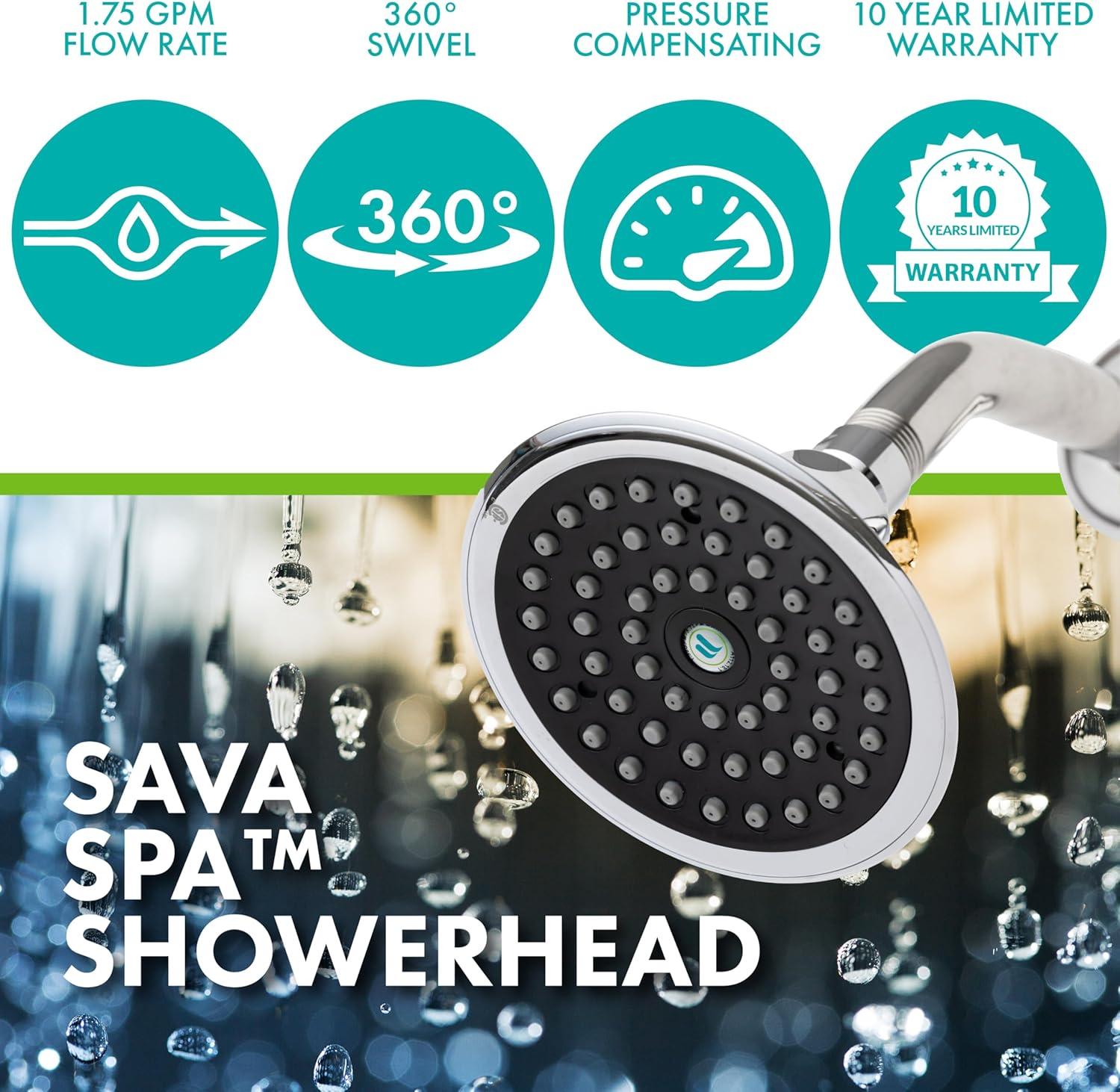 Niagara Conservation Sava Spa 1-Spray with 1.5 GPM 4.4-in. Wall Mount Adjustable Fixed Shower Head - Chrome