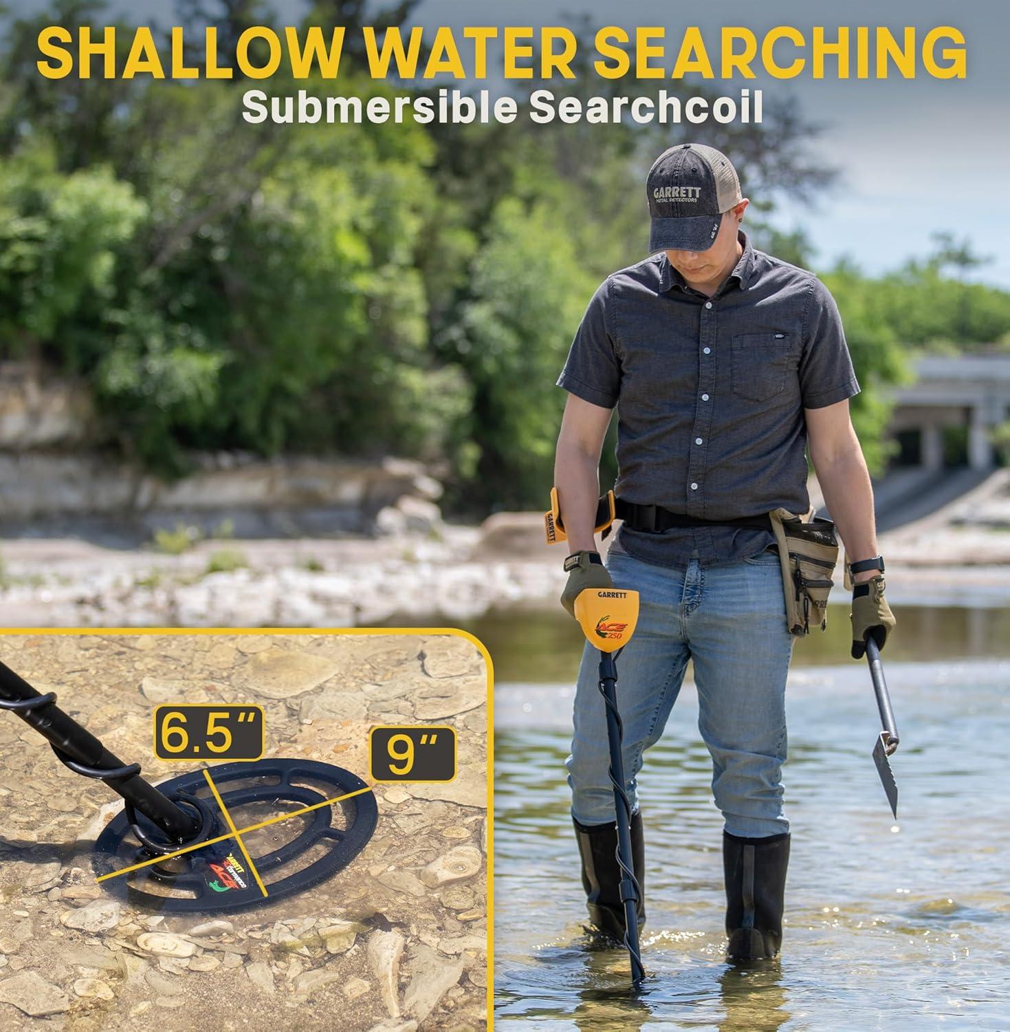 Garrett ACE 250 Yellow and Black Metal Detector with LCD Screen