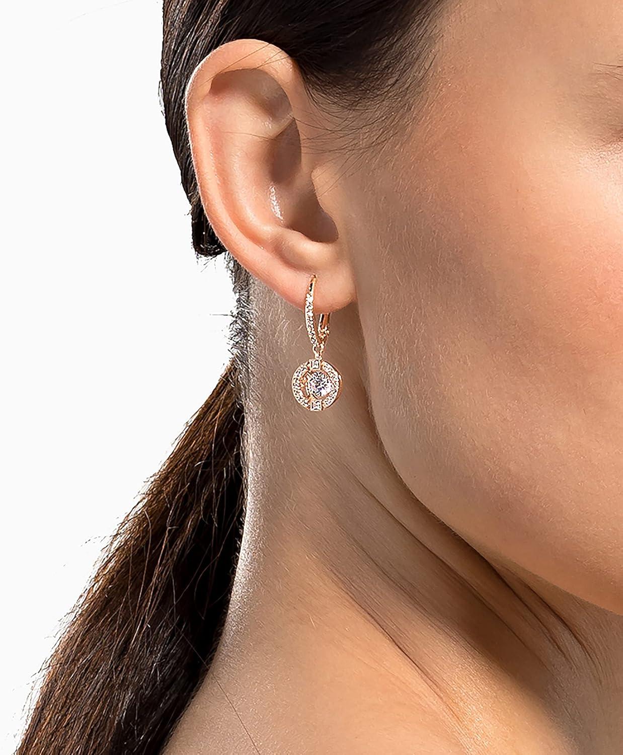 Elegant Rose Gold Plated Swarovski Crystal Drop Earrings